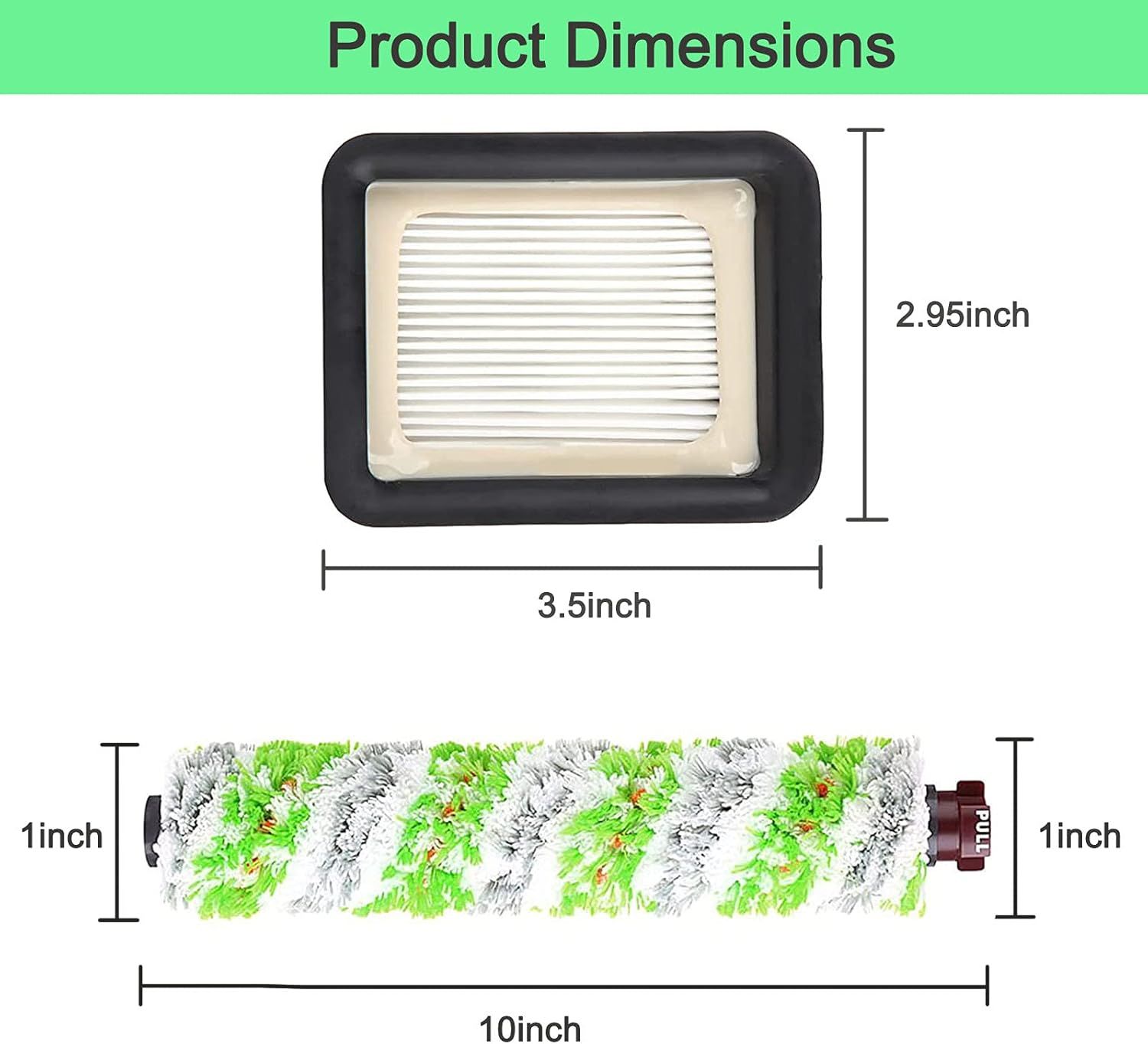 6 Pack Replacement Parts or bissell CrossWave Pet Pro 2306A & CrossWave 1785 Series 3888A Vacuum Cleaner, 3 Pack 2460 Brush Rolls,3 Pack 1866 ilters,Compare to Part 1613568&161-3568,1608684 - Image 2