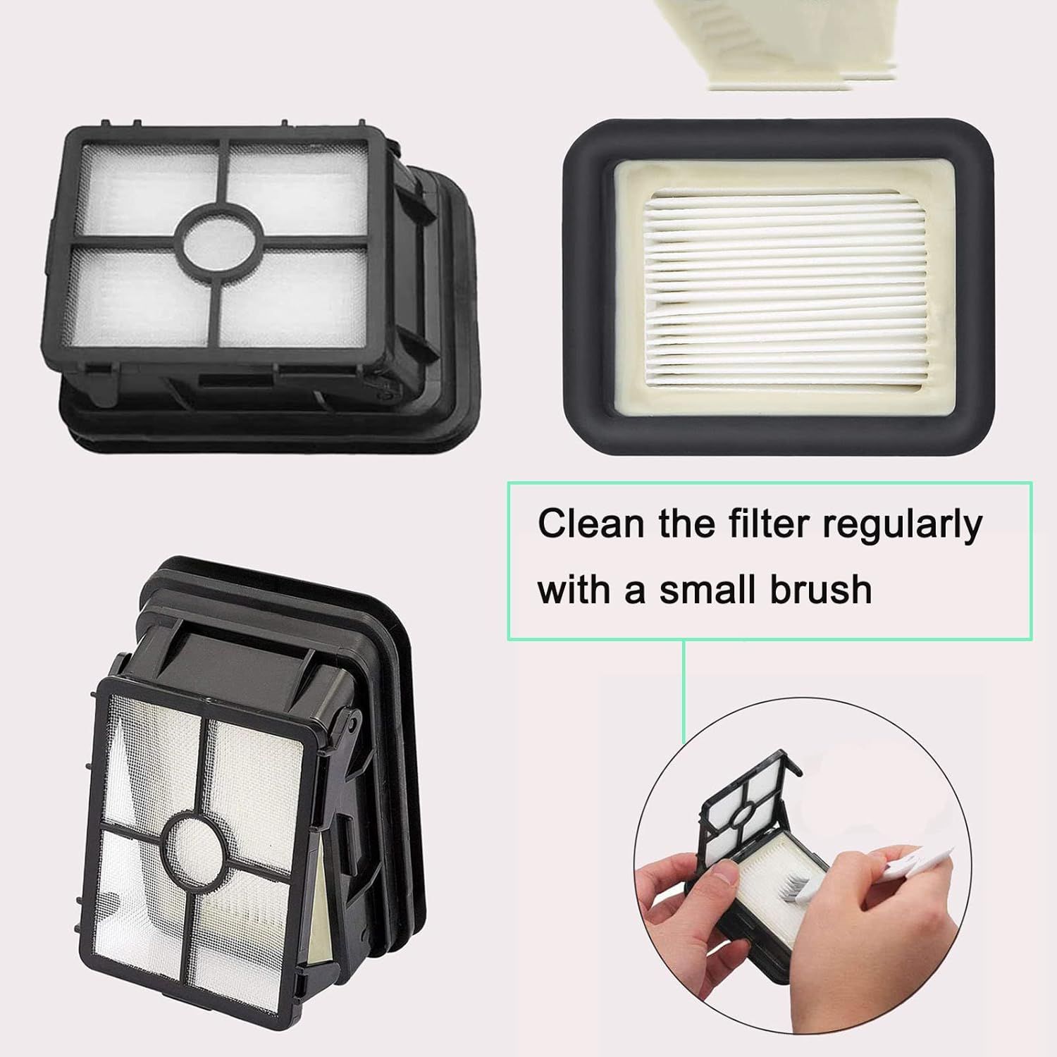 6 Pack Replacement Parts or bissell CrossWave Pet Pro 2306A & CrossWave 1785 Series 3888A Vacuum Cleaner, 3 Pack 2460 Brush Rolls,3 Pack 1866 ilters,Compare to Part 1613568&161-3568,1608684 - Image 5
