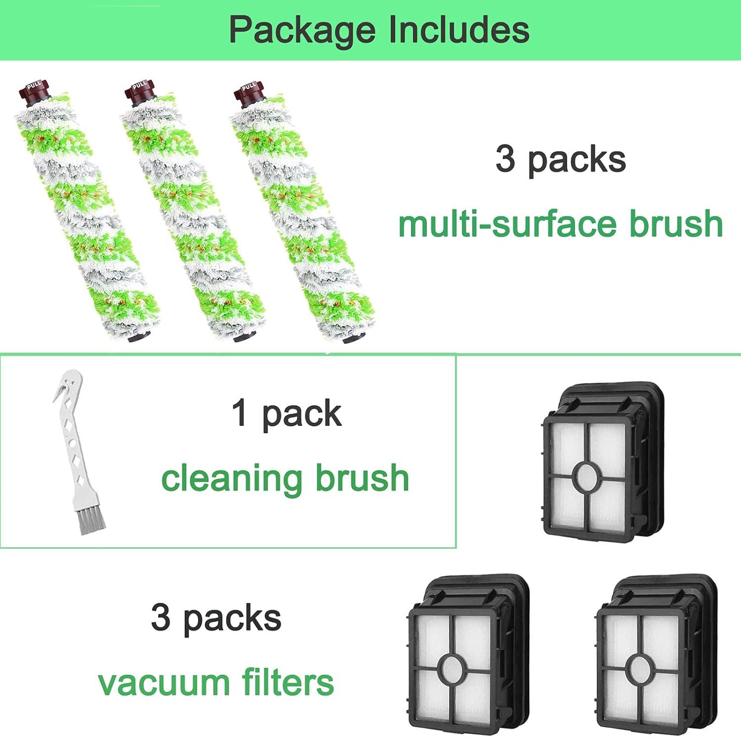 6 Pack Replacement Parts or bissell CrossWave Pet Pro 2306A & CrossWave 1785 Series 3888A Vacuum Cleaner, 3 Pack 2460 Brush Rolls,3 Pack 1866 ilters,Compare to Part 1613568&161-3568,1608684 - Image 6