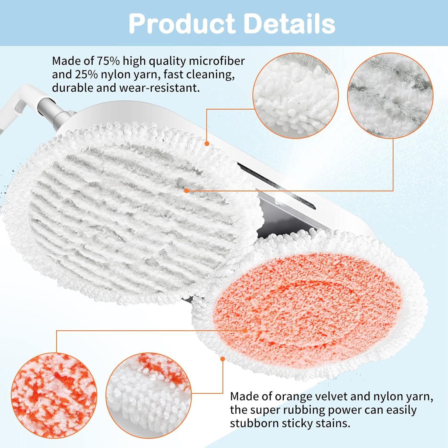 10 Pack Upgraded S7001 Pads Replacement Steam Mop Pads or Shark S7001 S8201 S7000 S7201 S8001 S7000AMZ, S7001TGT Series Steam Mop Pads,Steam&Scrub All-in-One Scrubbing Mop Pads,Part Model#:XKITP7000 - Image 5