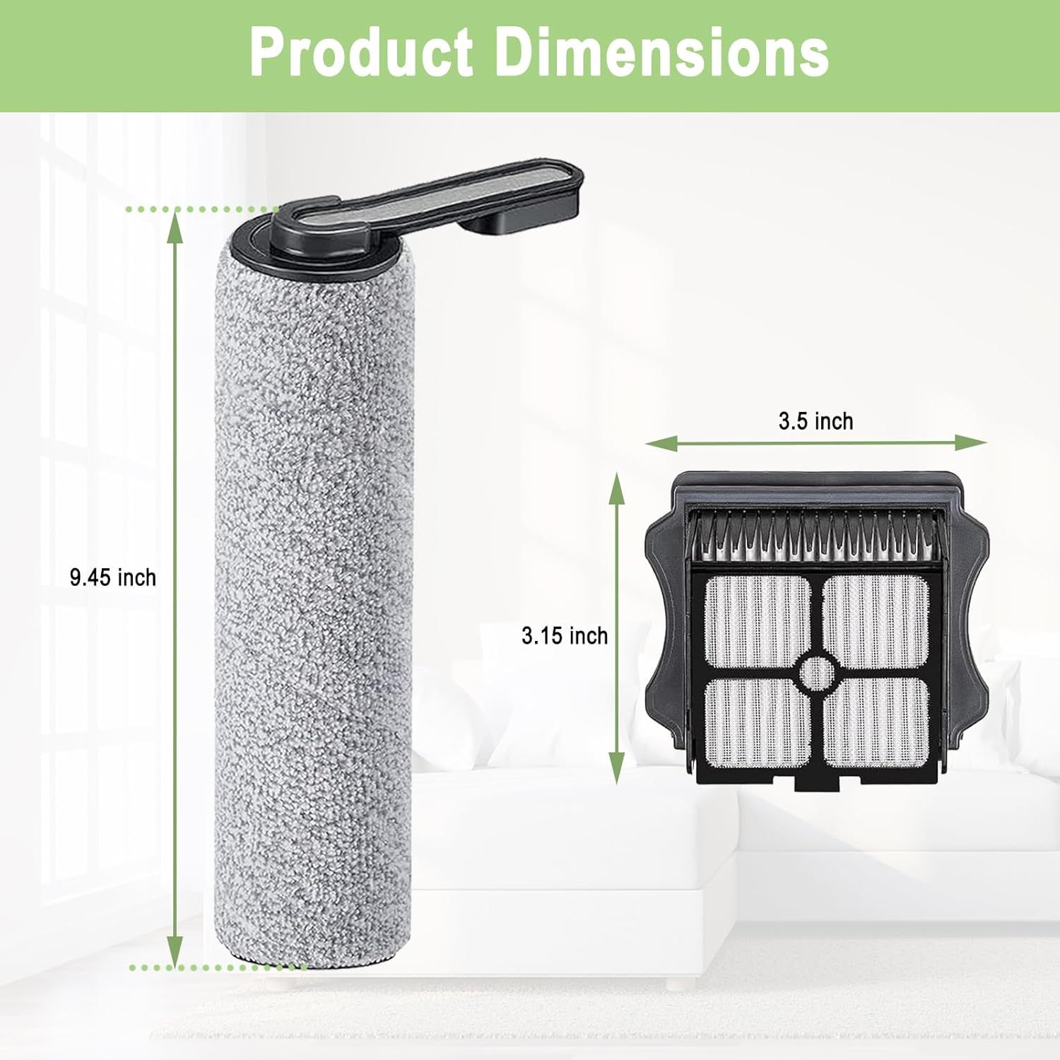 Brush and ilters Replacement Parts Accessories Compatible or Tineco loor ONE S5/loor One S5 Pro Cordless Vacuum Cleaner, 4 Roller Brushes, 4 ilters - Image 2