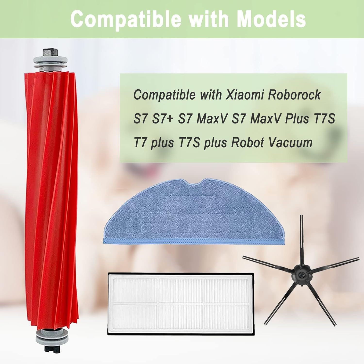 Compatible Replacement Parts Compatible with  S7 S7+ S7 MaxV, S7 MaxV Plus T7S T7 plus T7S plus Robot Vacuum, 2 Roller Brush, 4 ilter, 6 Side Brush, 4 Mop Cloth - Image 3