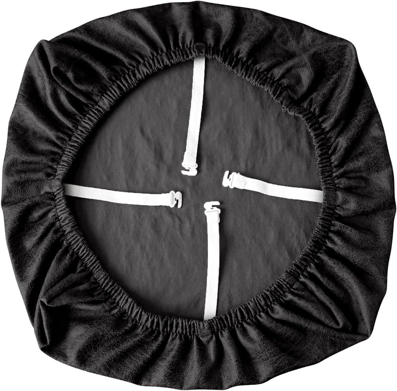 Leather Look Office Chair Seat Covers Set of 2 Black 20inch Square Stretch Seat Slipcovers for Dining Chair Cushions Removable Washable - Image 4