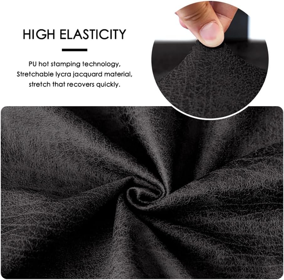 Leather Look Office Chair Seat Covers Set of 2 Black 20inch Square Stretch Seat Slipcovers for Dining Chair Cushions Removable Washable - Image 5