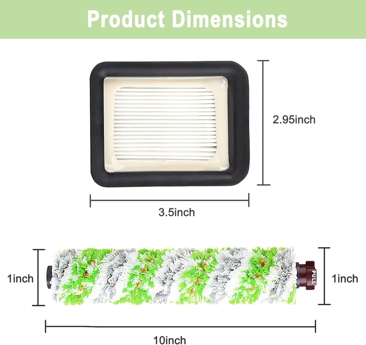 8 Pack Replacement Parts or Bissell CrossWave Pet Pro 2306A & CrossWave 1785 Series 3888A Vacuum Cleaner, 4 Pack 2460 Brush Rolls, 4 Pack 1866 ilters, Compare to Part 1613568&161-3568, 1608684 - Image 2
