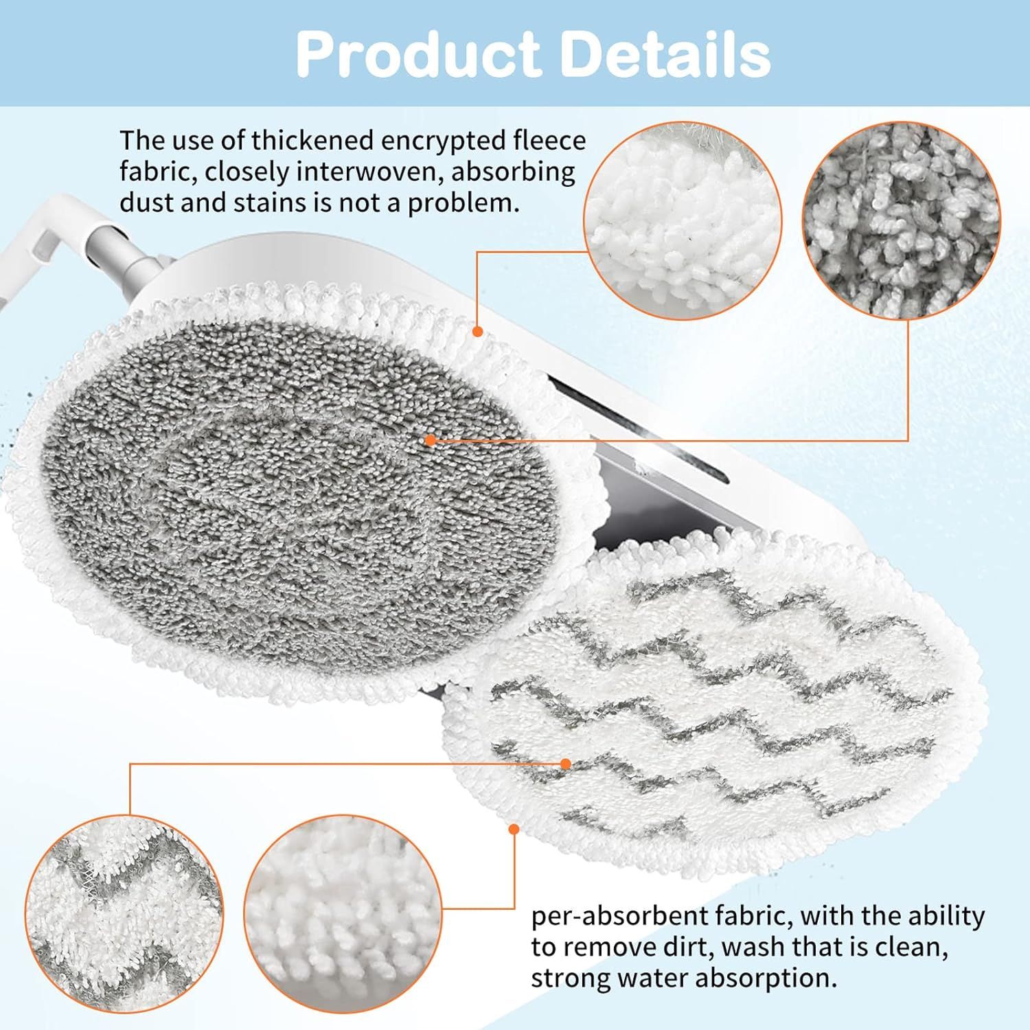 10 Pack Upgraded Replacement Steam Mop Pads or Shark S8201 S7001 S8001 S7201 S7000AMZ S7000 S7005 S7020 S7001C Steam Mop,Steam & Scrub All-in-One Scrubbing and Sanitizing,Dirt Grip Scrub Washable Pad - Image 4