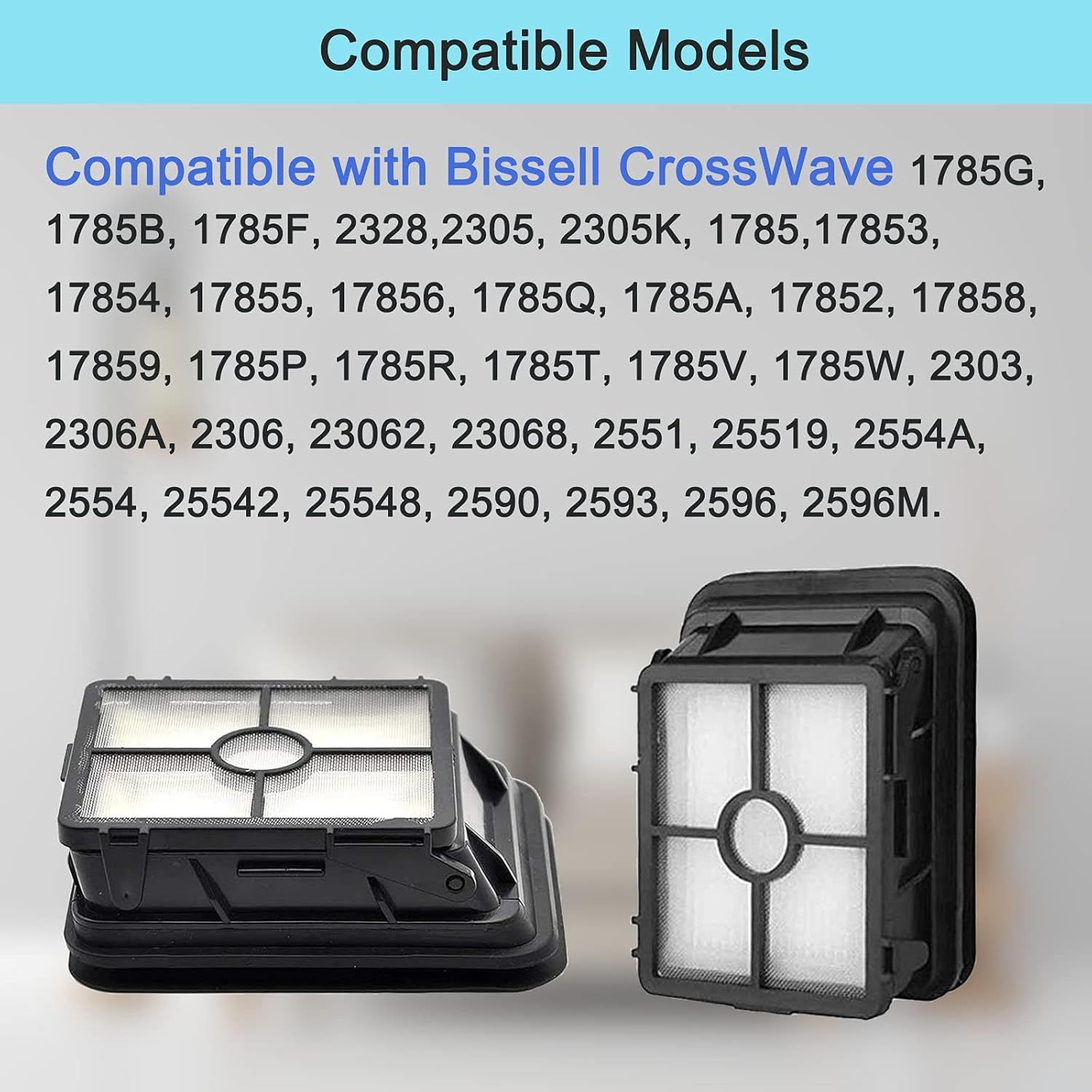 8 Pack 1866 Replacement ilters Compatible with Bissell Crosswave 1785 2306 2551 & 2554 CrossWave Cordless Max All in One Wet-Dry Vacuum Cleaner, Compare to Part # 1608684 - Image 3