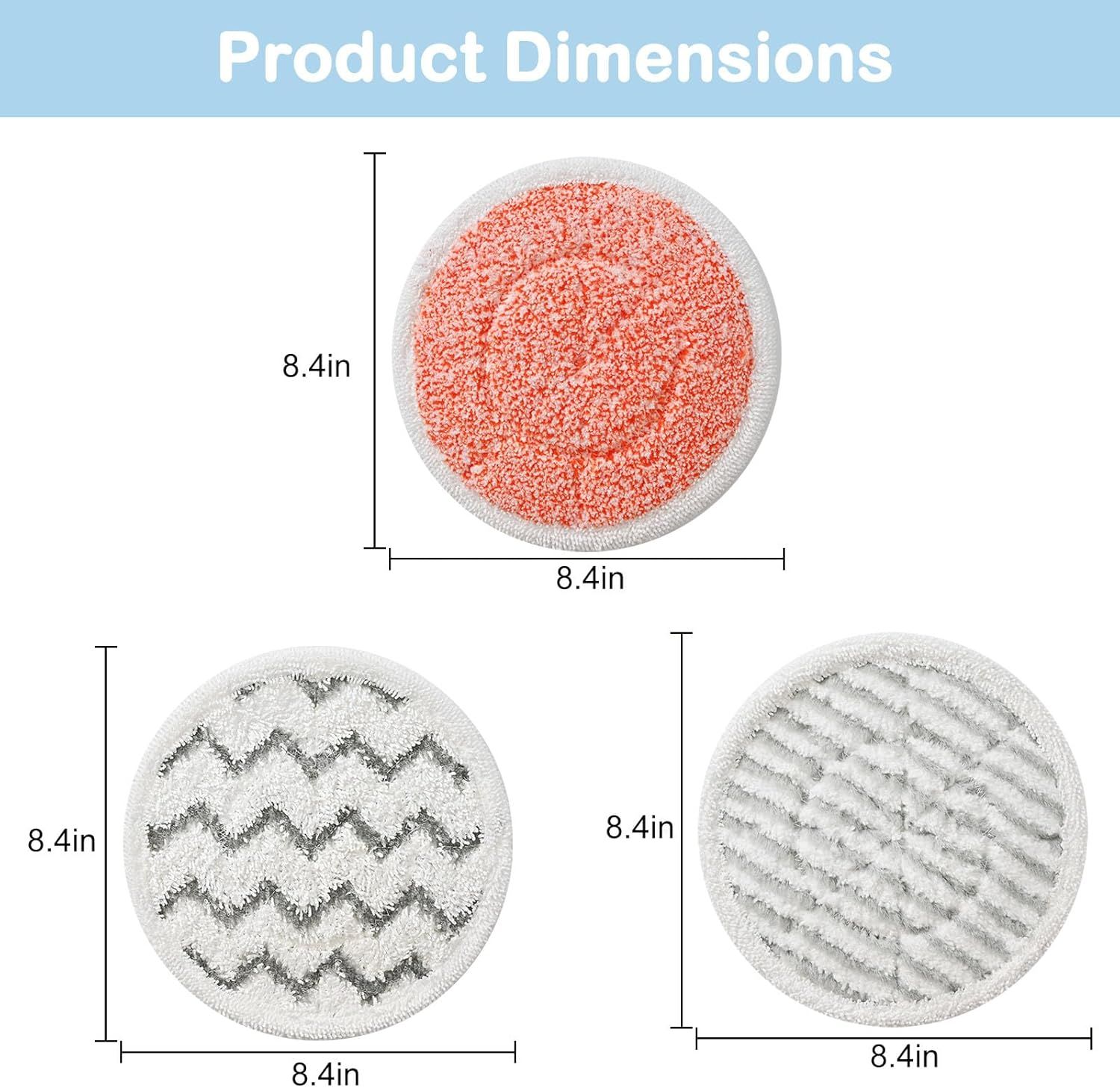 8 Pack Upgraded 3897A Rotating Mop Pads Replacement Steam Mop Pads or Bissell SpinWave SmartSteam Scrubbing Steam Mop 3897A,3712,3712W Steam Rotating Mop Pads,Part No 1641112 - Image 2