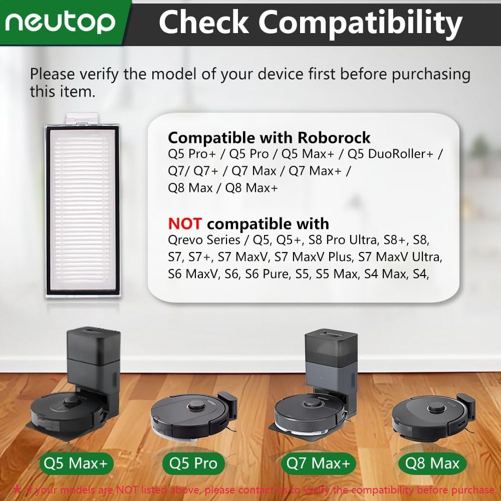 Replacement ilters Compatible with  Q5 Pro/Pro+/Max +, Q5 DuoRoller+, Q7, Q7+, Q7 Max/Max+, Q8 Max/Max+, Robot Vacuum and Mops, 8-Pack. - Image 2