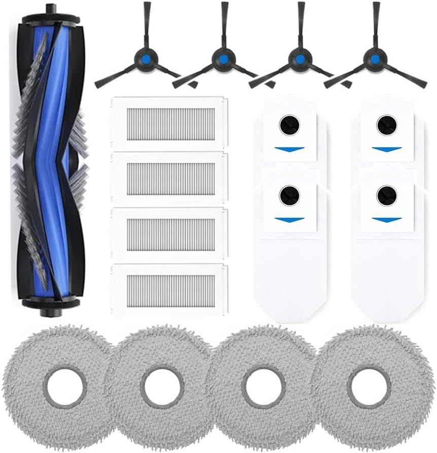 Replacement Parts Compatible with Ecovacs Deebot N30 Omni, N30 Pro Omni, Robot Vacuum Accessories 1 Roller 4 ilter 4 Side Brush 4 Mop Pad 4 Dust Bag - Image 1