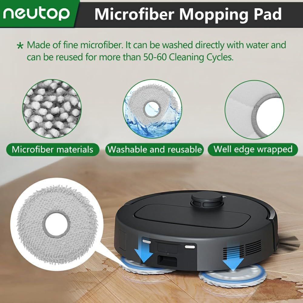 Replacement Parts Compatible with Ecovacs Deebot N30 Omni, N30 Pro Omni, Robot Vacuum Accessories 1 Roller 4 ilter 4 Side Brush 4 Mop Pad 4 Dust Bag - Image 6