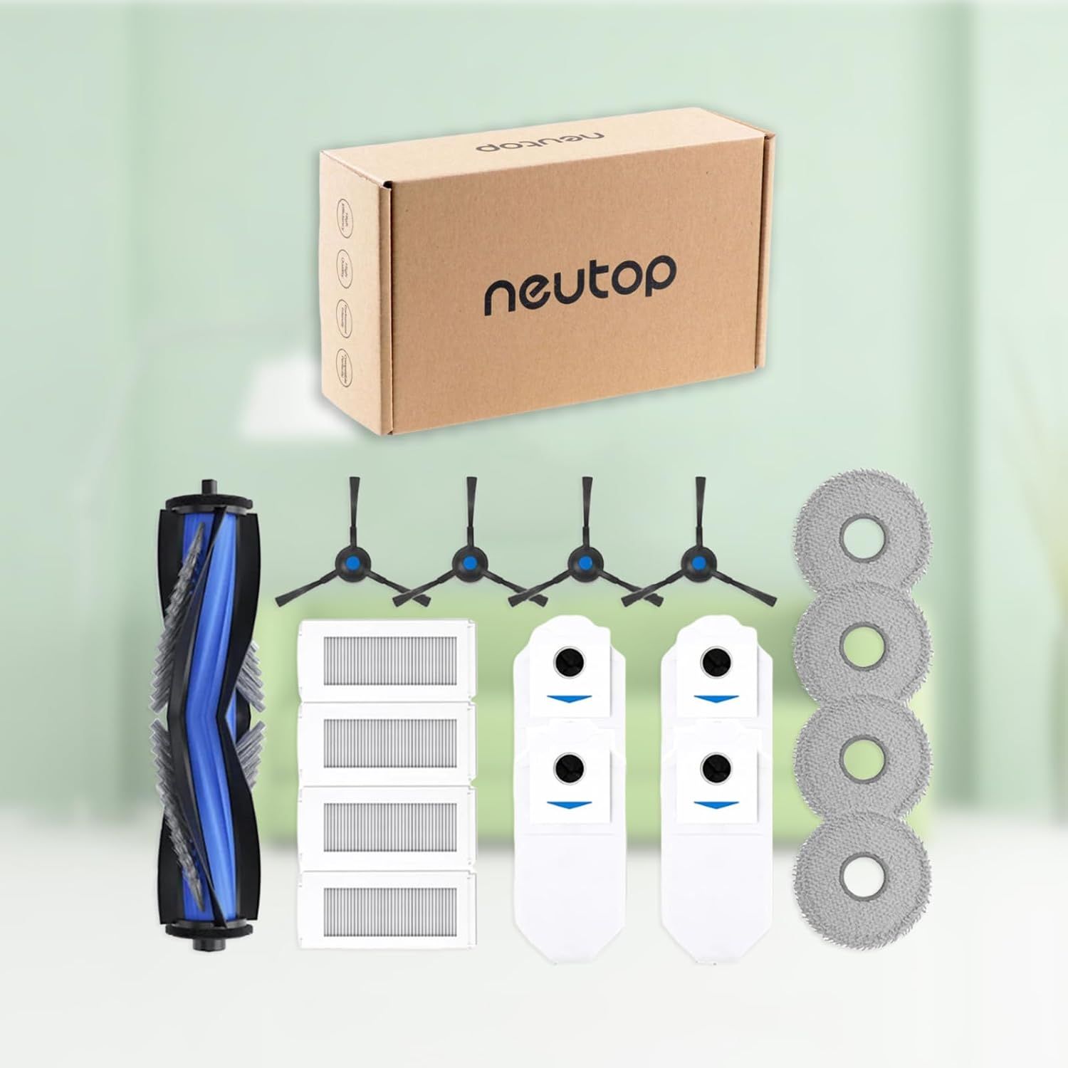 Replacement Parts Compatible with Ecovacs Deebot N30 Omni, N30 Pro Omni, Robot Vacuum Accessories 1 Roller 4 ilter 4 Side Brush 4 Mop Pad 4 Dust Bag - Image 8