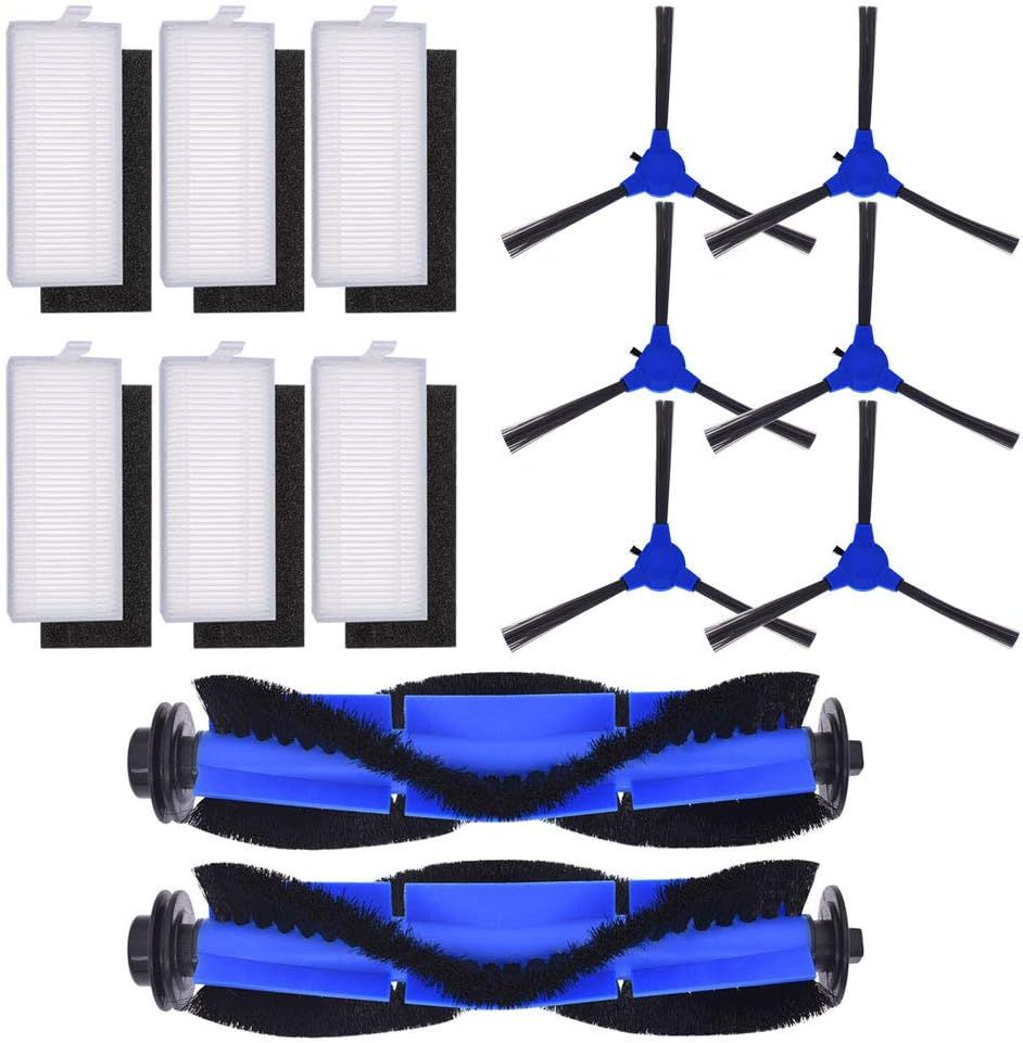 Replacement Parts Compatible with euy RoboVac 11S, 15T, 30, 30C, 15C, 12, 25C, 35C Accessories with 2 Main Rolling Brushes 6 ilter Sets 6 Side Brushes - Image 1