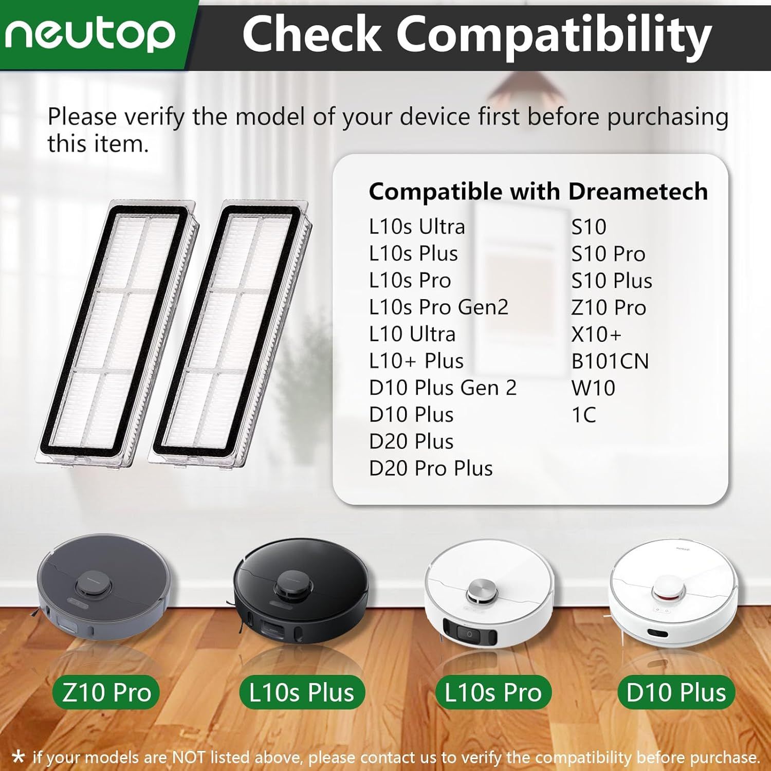 Replacement ilters Compatible with Dreametech L10s Ultra, L10s Plus, L10s Pro, D10 Plus Gen 2, D10 Plus, D20 Plus, D20 Pro Plus, Z10 Pro, S10, B101CN, 1C, W10, Robot Vacuums, 8-pack. - Image 3