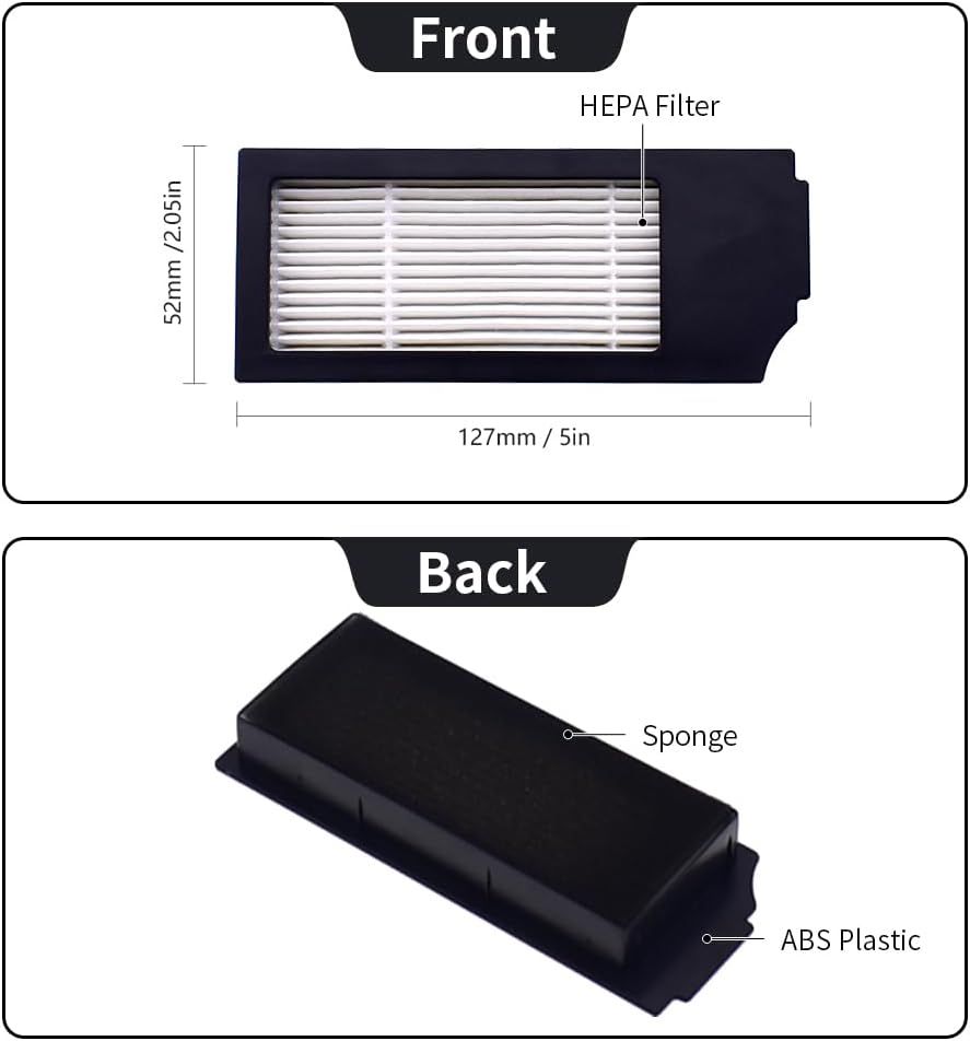 Replacement Parts Compatible with Ecovacs Deebot X1 Plus/Turbo/Omni, T10 Plus/Omni, Robot Vacuum Accessories 1 Roller 4 ilter Sets 6 Side Brushes. - Image 5