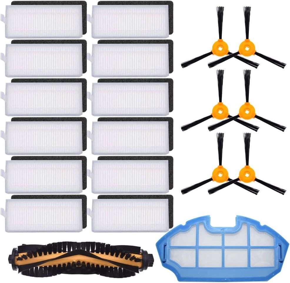 Replacement Parts Compatible or Ecovacs Deebot N79S N79 DN622 DN622.11 DN622.31 N79W N79se and Deebot 500 DC3G Robot Vacuum with 1 Roller Brush 12 ilter Sets 6 Side Brushes 1 Mesh ilter - Image 1