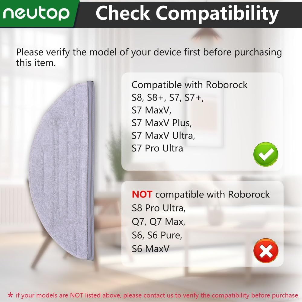 Mop Cloths Pads, Compatible with  S8, S8+, S7, S7+, S7 MaxV Plus/MaxV Ultra/Pro Ultra, Robot Vacuum Cleaners, Washable Spare Parts Accessories, 6-Pack. - Image 2