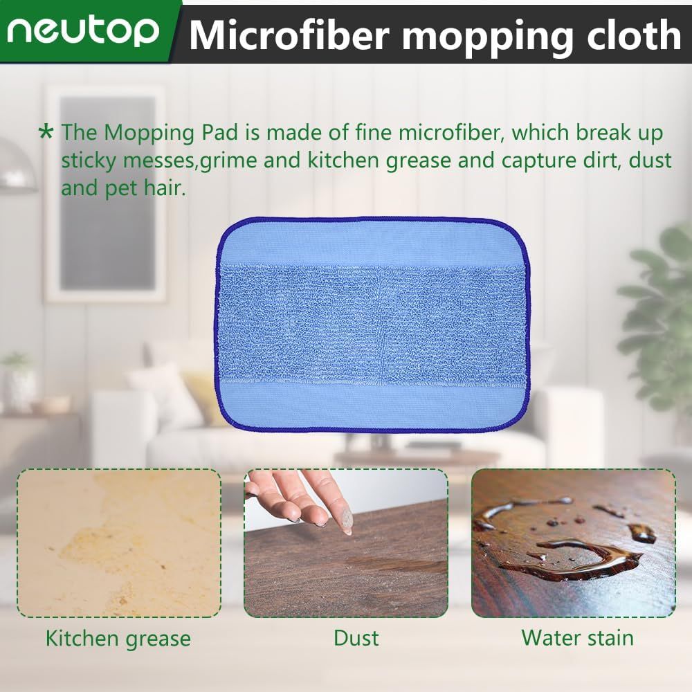 Microiber Washable Wet Mopping Cloths Pads Water Wick Caps Kit Replacement Compatible with iRobot Braava 320 380 381 380T 390 390T Mint 4200 4205 5200 5200C Model, 9 Wet Mops 5 Wick Cap. - Image 2