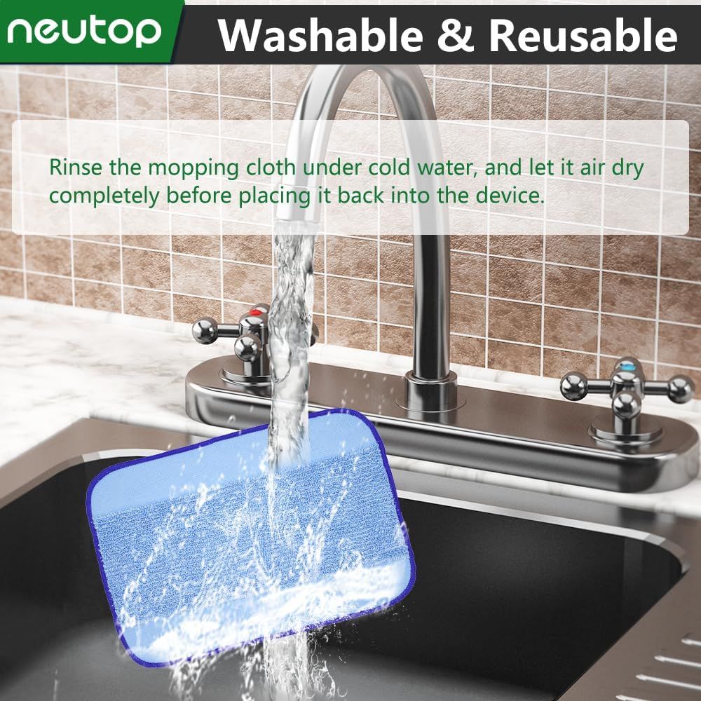 Microiber Washable Wet Mopping Cloths Pads Water Wick Caps Kit Replacement Compatible with iRobot Braava 320 380 381 380T 390 390T Mint 4200 4205 5200 5200C Model, 9 Wet Mops 5 Wick Cap. - Image 3