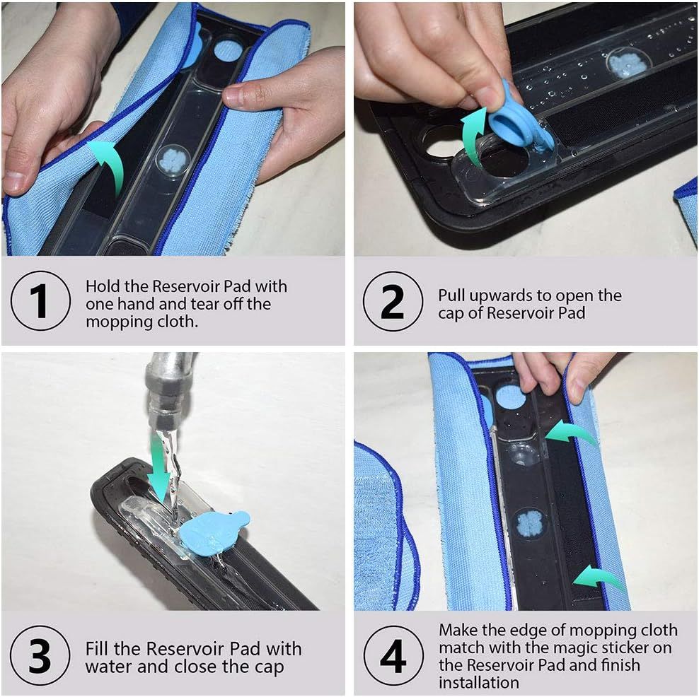 Microiber Washable Wet Mopping Cloths Pads Water Wick Caps Kit Replacement Compatible with iRobot Braava 320 380 381 380T 390 390T Mint 4200 4205 5200 5200C Model, 9 Wet Mops 5 Wick Cap. - Image 4
