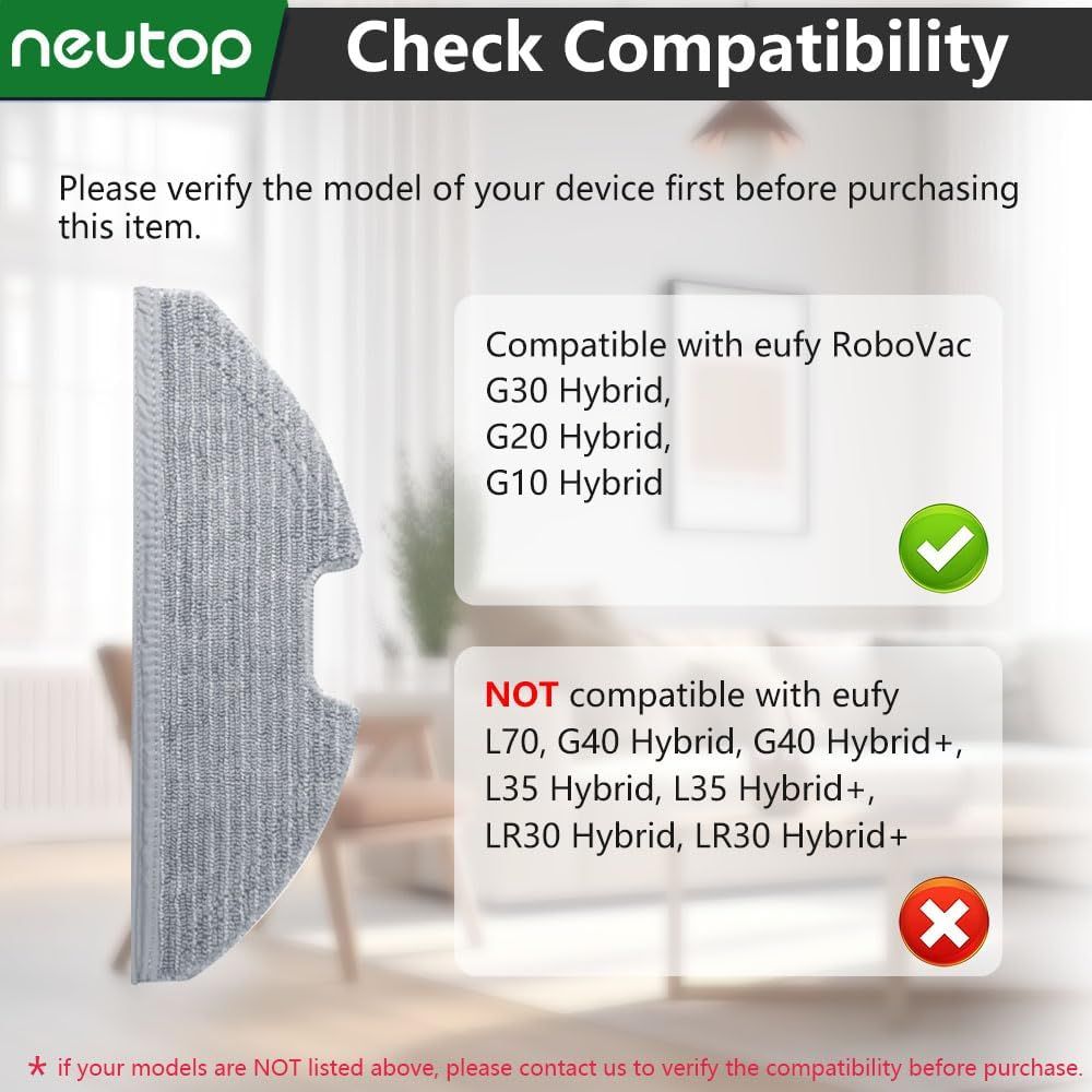 Replacement Washable Mopping Cloth Mop Pads Compatible with euy RoboVac G30/G20/G10 Hybrid, Robot Vacuums Accessory, 6-Pack. - Image 2