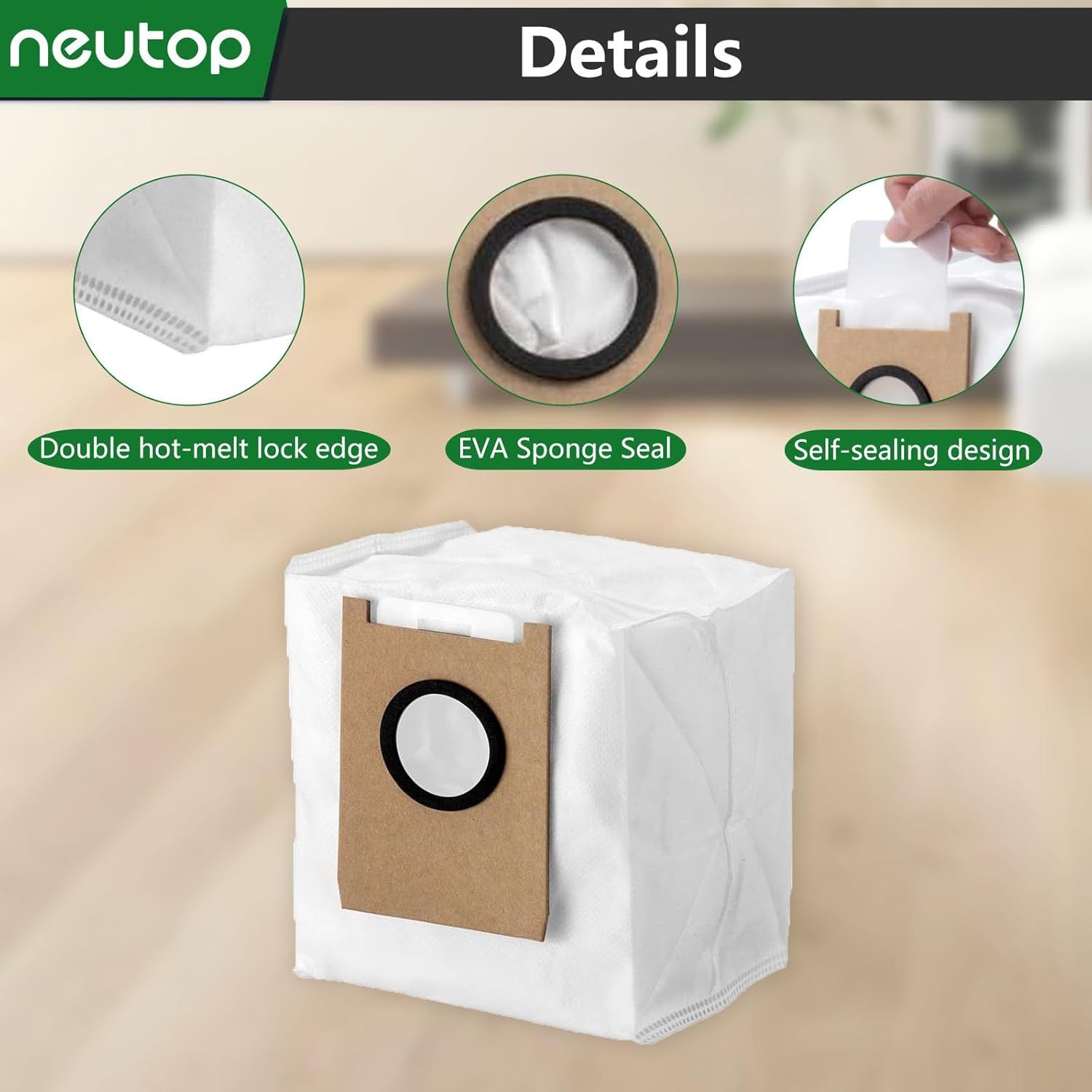 Replacement Dust Bags Compatible with euy E20, Robot Vacuum Parts Accessories Disposable Bags, 12-Pack. - Image 4