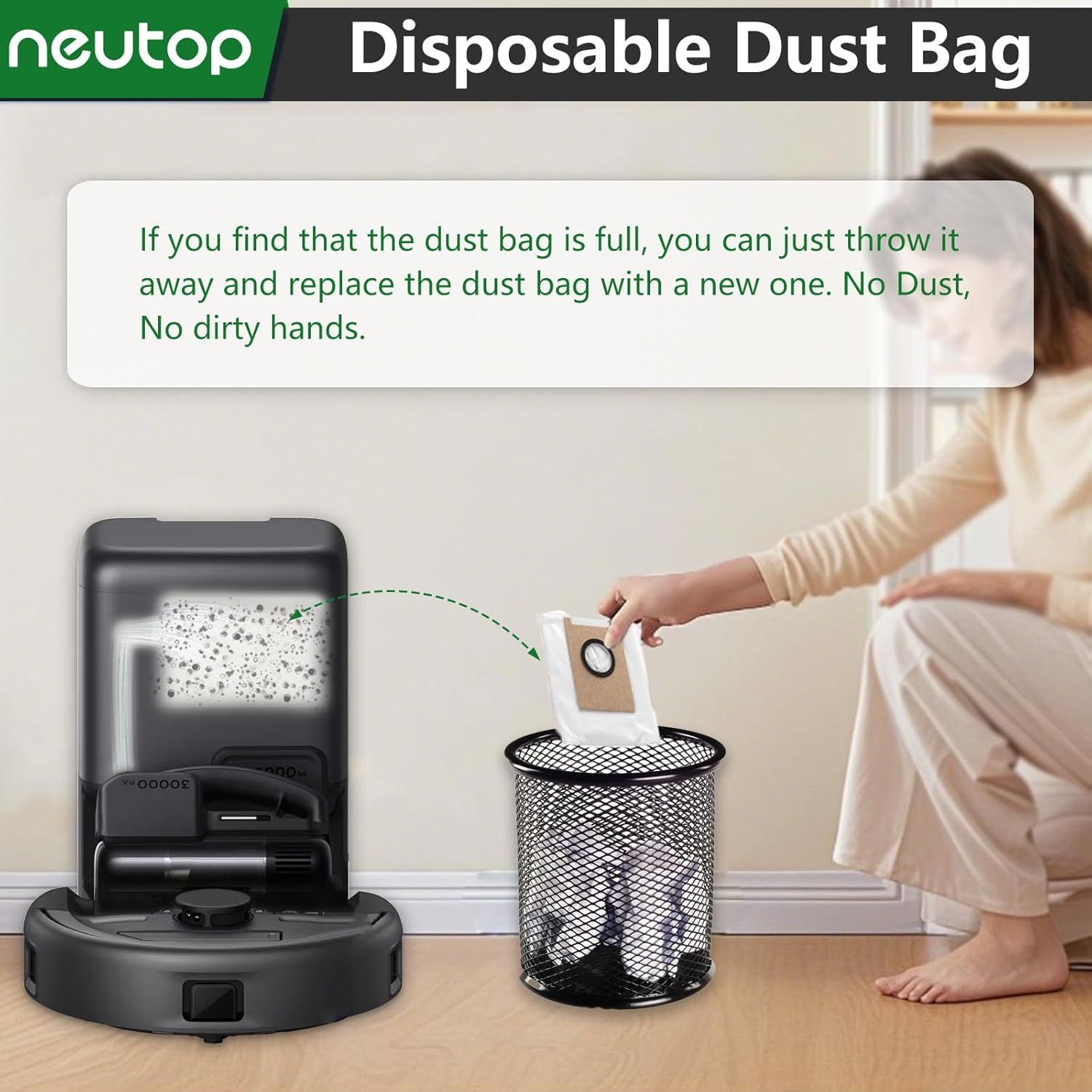 Replacement Dust Bags Compatible with euy E20, Robot Vacuum Parts Accessories Disposable Bags, 12-Pack. - Image 7