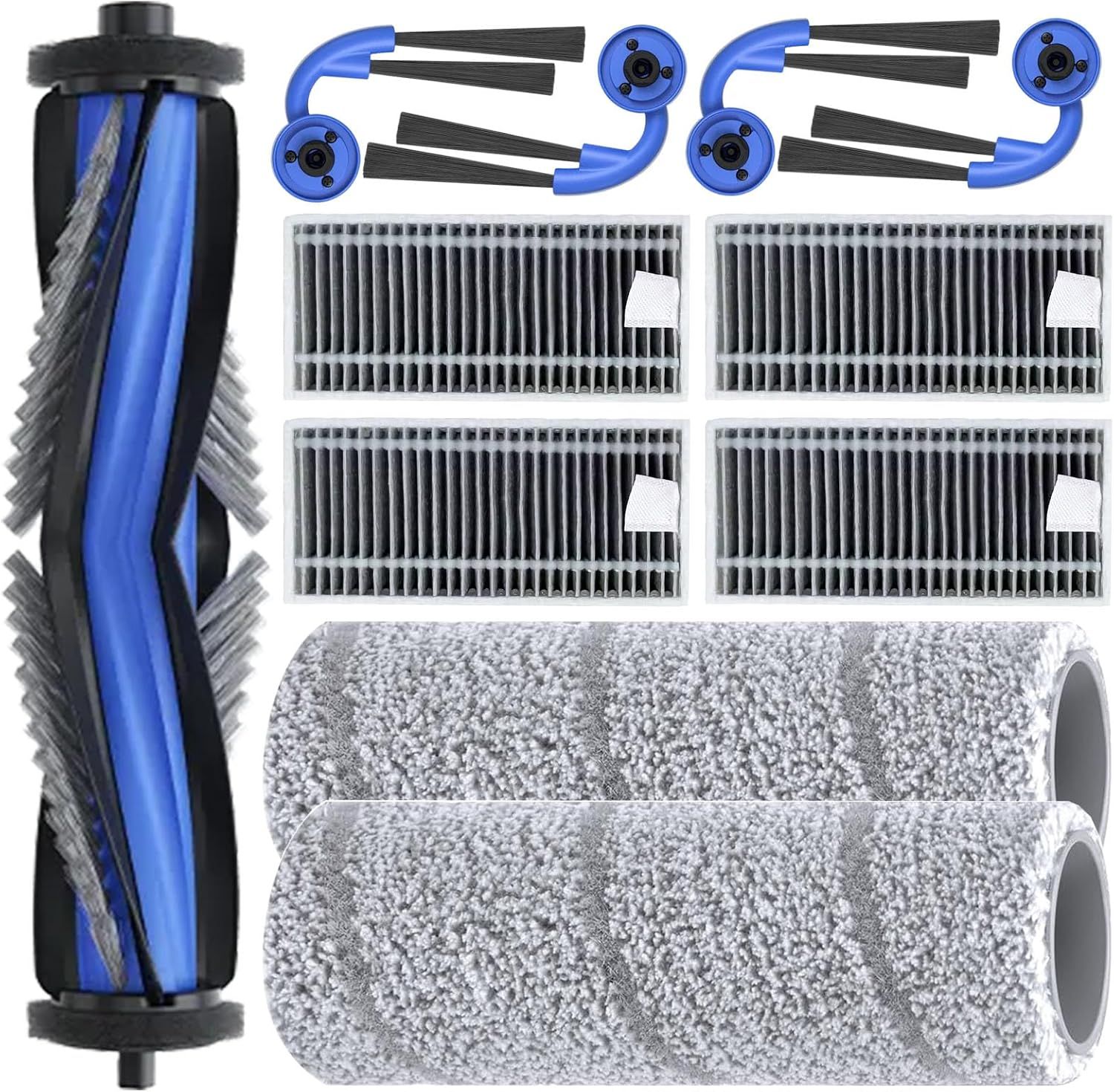 Replacement Parts Compatible with Ecovacs Deebot X11 OmniCyclone, Robot Vacuum Accessories with 1 Main Brush 2 Mopping Roller 4 ilter 4 Side Brush - Image 1