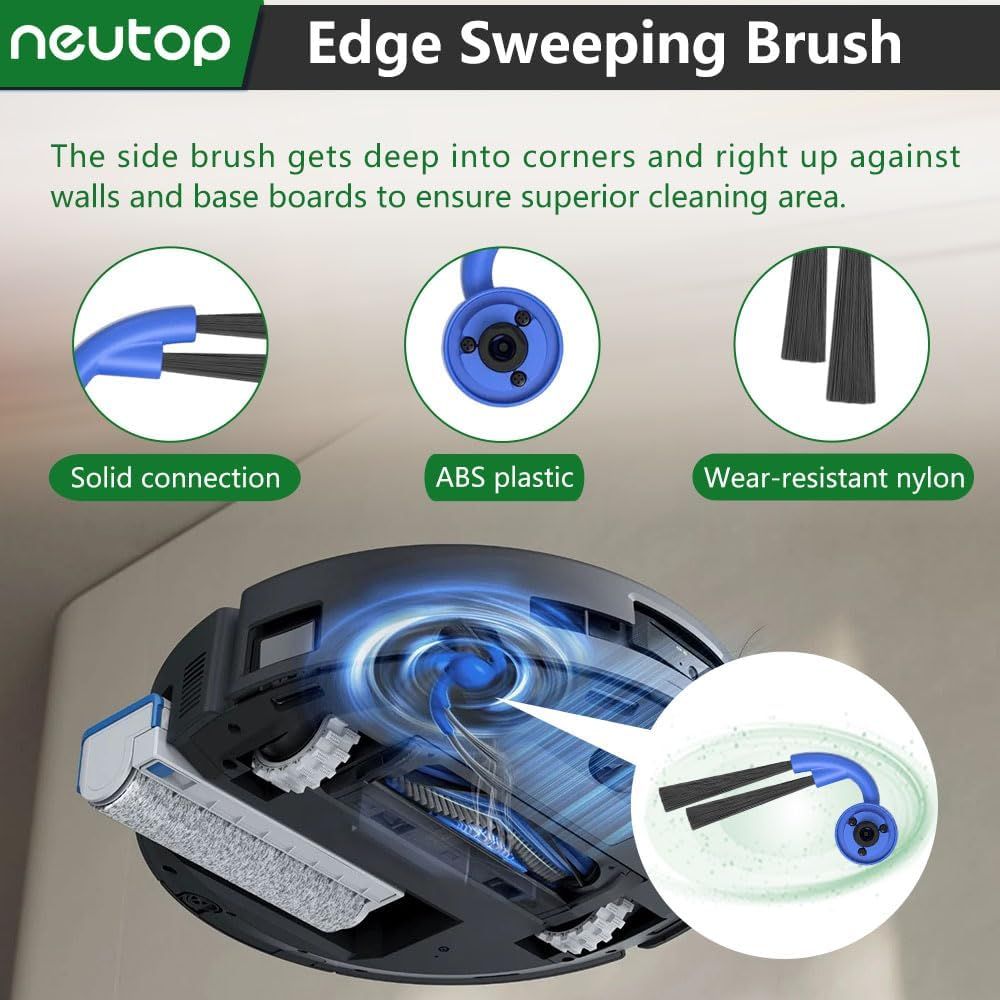 Replacement Parts Compatible with Ecovacs Deebot X11 OmniCyclone, Robot Vacuum Accessories with 1 Main Brush 2 Mopping Roller 4 ilter 4 Side Brush - Image 5