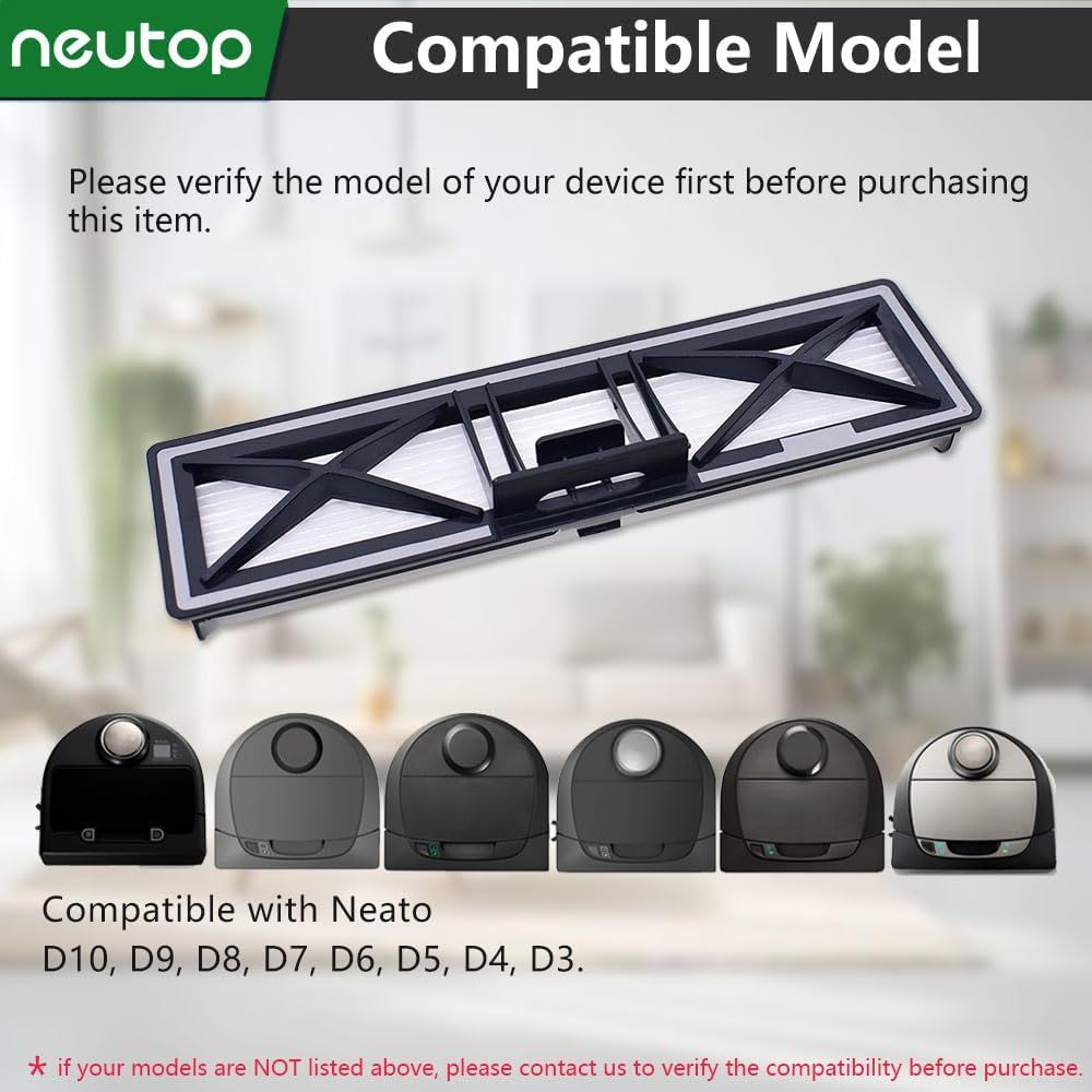 Gray Replacement H12 HEPA ilters Compatible with Neato D10, D9, D8, D7, D6, D5, D4, D3, Robotic Vacuum Cleaners, 5-Pack. - Image 2
