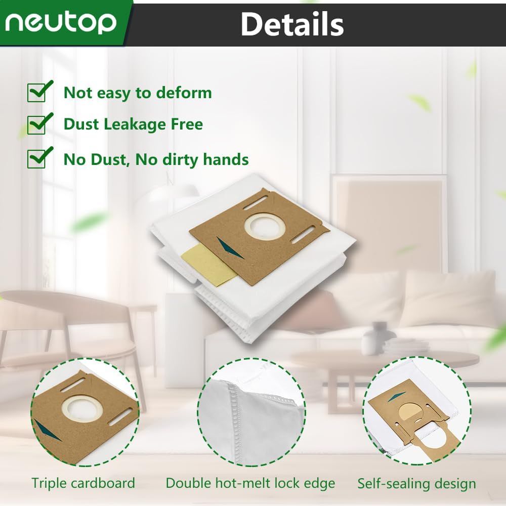 Replacement Disposable Dust Bags Compatible with Ecovacs Deebot T8, T8+, N8+, N8 Pro+, N10 Plus, Robot Vacuums, 9-Pack. - Image 3