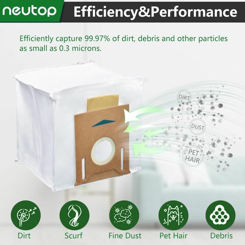 Replacement Disposable Dust Bags Compatible with Ecovacs Deebot T8, T8+, N8+, N8 Pro+, N10 Plus, Robot Vacuums, 9-Pack. - Image 4