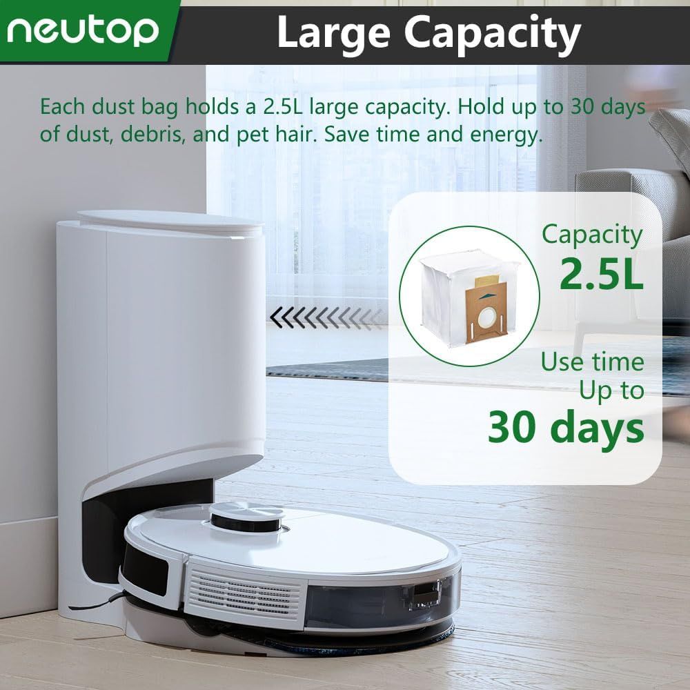 Replacement Disposable Dust Bags Compatible with Ecovacs Deebot T8, T8+, N8+, N8 Pro+, N10 Plus, Robot Vacuums, 9-Pack. - Image 5