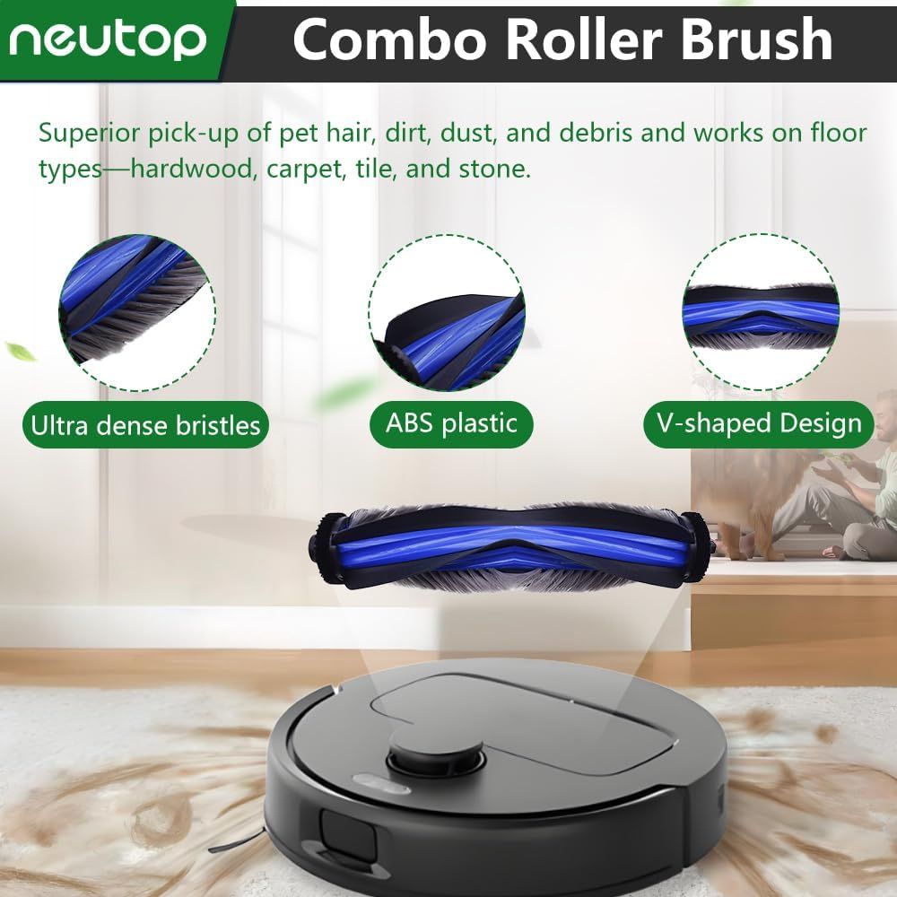 Replacement Parts Compatible with Ecovacs Deebot X8 Pro Omni, Robot Vacuum Accessories with 1 Main Brush 1 Mopping Roller 5 ilter 5 Side Brush 5 Dust Bag - Image 2