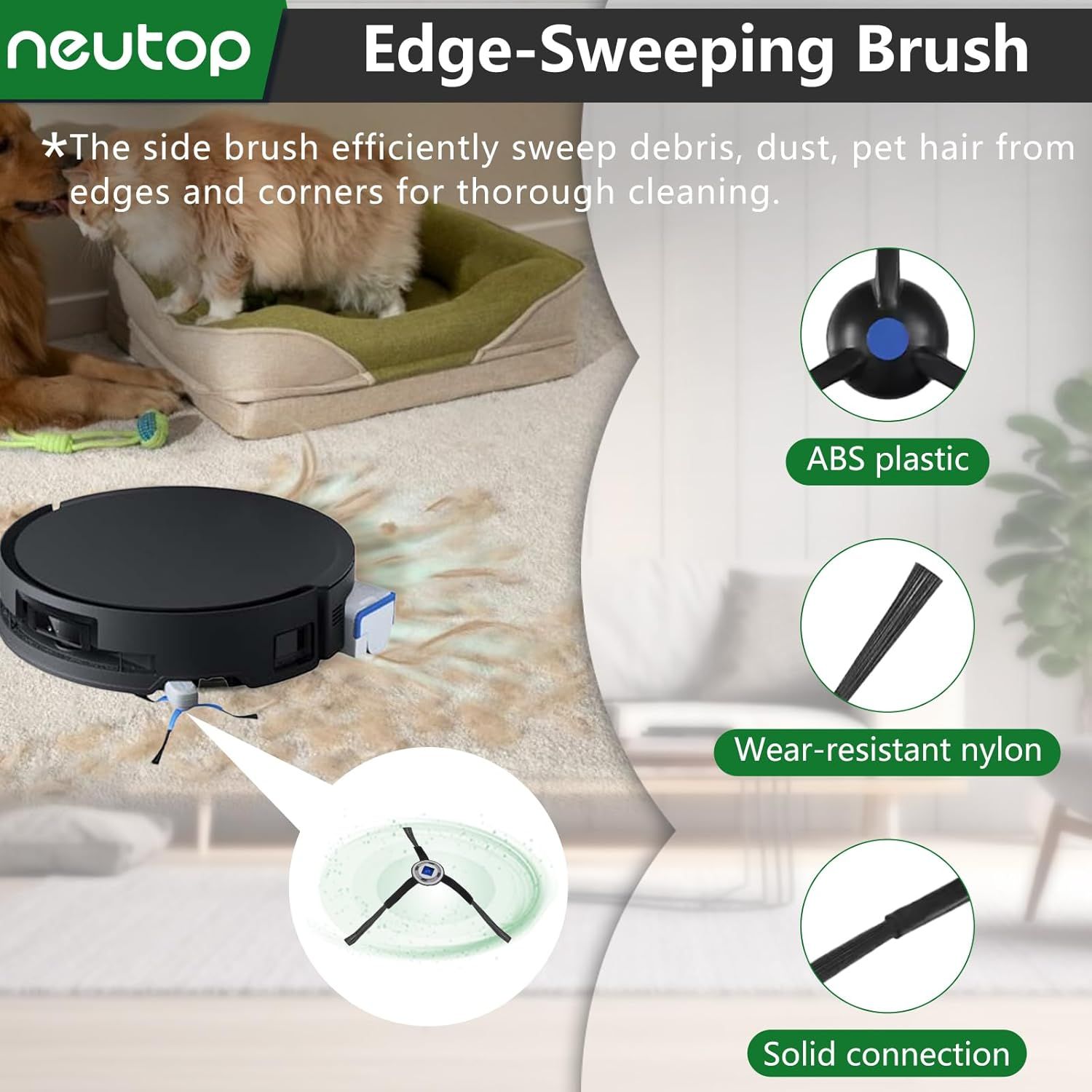 Replacement Parts Compatible with Ecovacs Deebot X8 Pro Omni, Robot Vacuum Accessories with 1 Main Brush 1 Mopping Roller 5 ilter 5 Side Brush 5 Dust Bag - Image 4