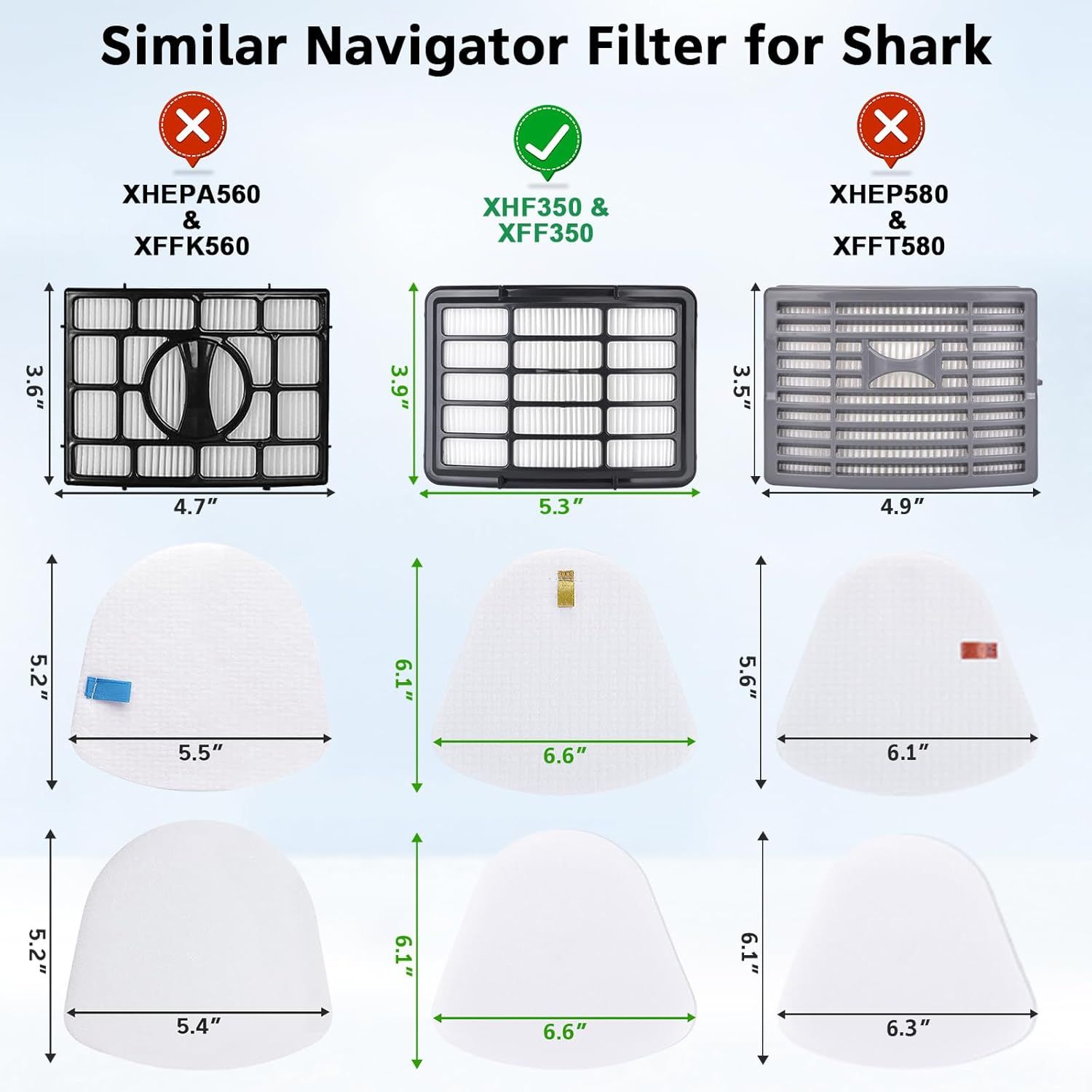Vacuum Replacement ilter or Shark Navigator Lit-Away ZU503AMZ, NV350, NV351, NV352, NV355, NV356, NV357,NV358,NV360, UV540, UV440, 2 Pre-elt + 1 Hepa ilter Replace Part #X350 & XH350 - Image 2