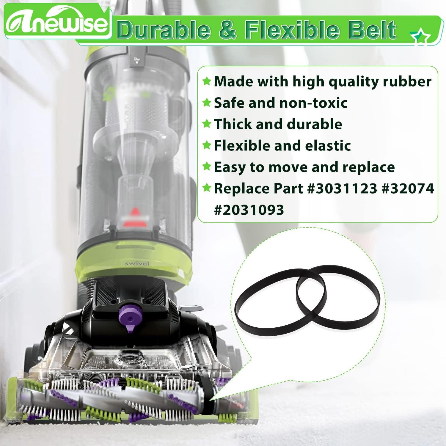 ilter and Belt Replacement or Bissell 2258 2492 2252 2254 2489 2486 2260 or Cleanview Powerliter Swivel Rewind Pet Vacuum Cleaner, 2+4 Pack, Compare to Part #3031120, 1608225 & 1601972 - Image 4