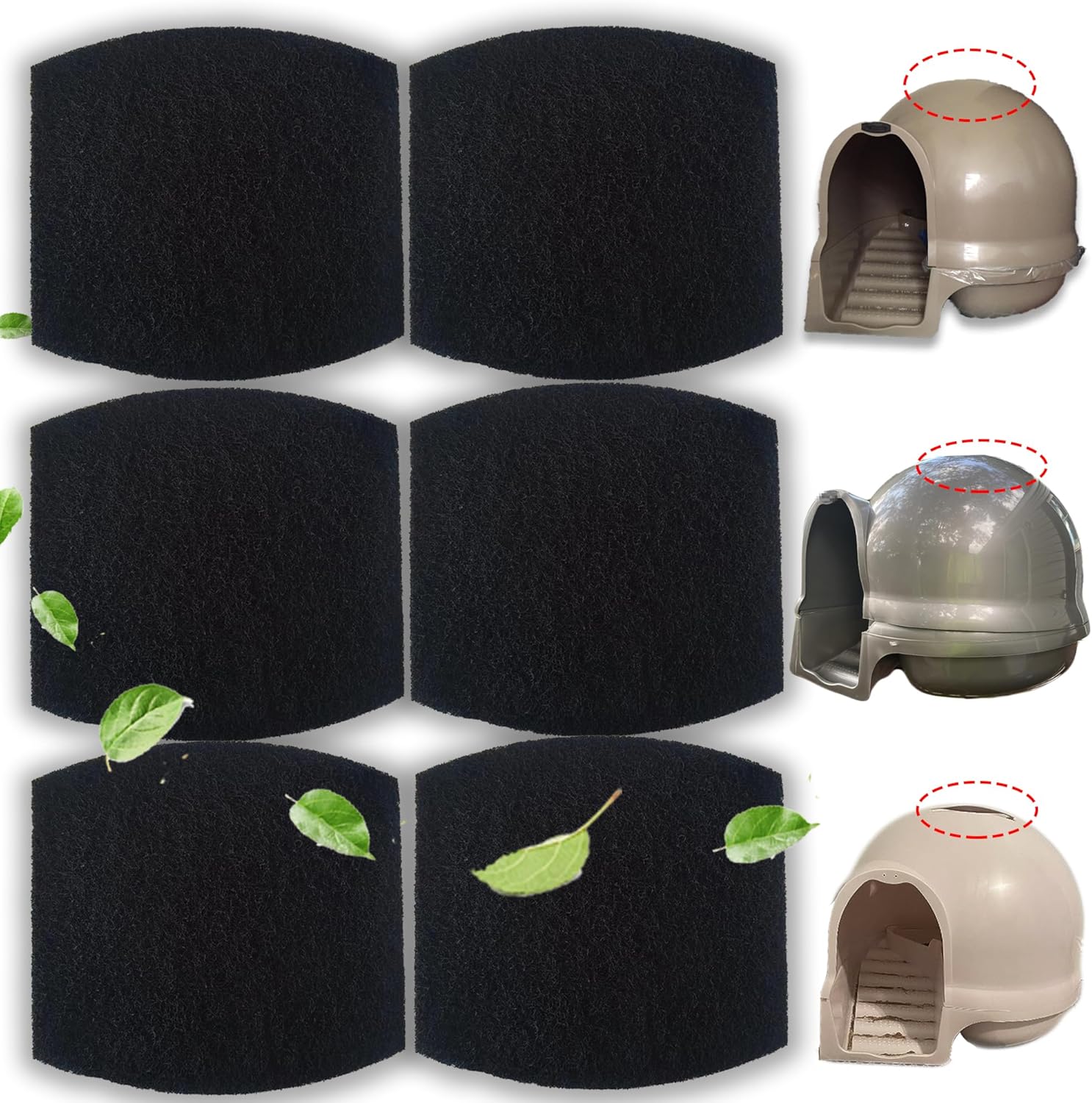 Carbon Filters Compatible with Petmate Booda Clean Step Cat Litter Box - Thickened and Durable Activated Charcoal Filters, Absorb Odors/Control Damp from Pets/Keep Home Fresh (6 Pack) - Image 1