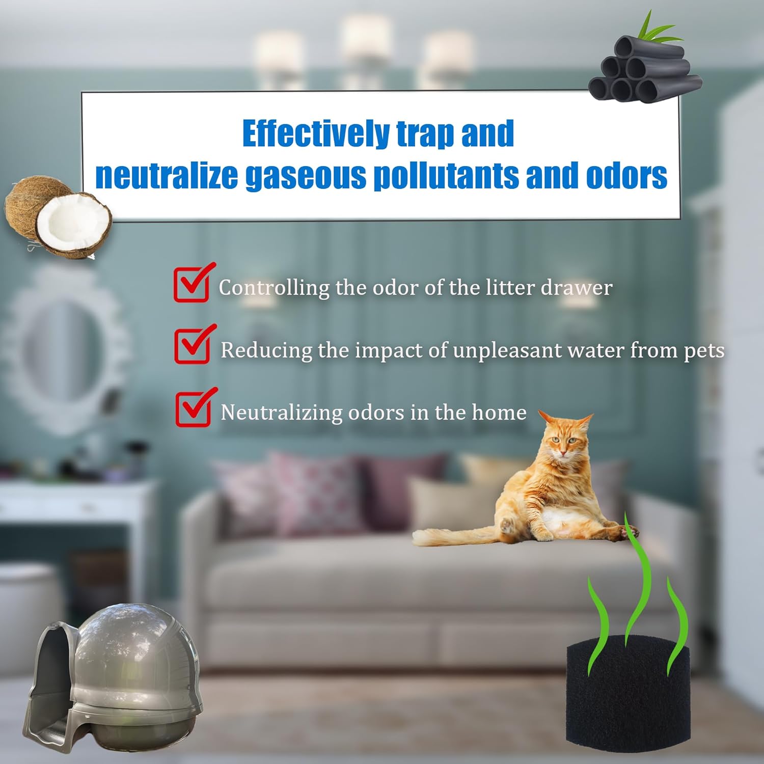 Carbon Filters Compatible with Petmate Booda Clean Step Cat Litter Box - Thickened and Durable Activated Charcoal Filters, Absorb Odors/Control Damp from Pets/Keep Home Fresh (6 Pack) - Image 3