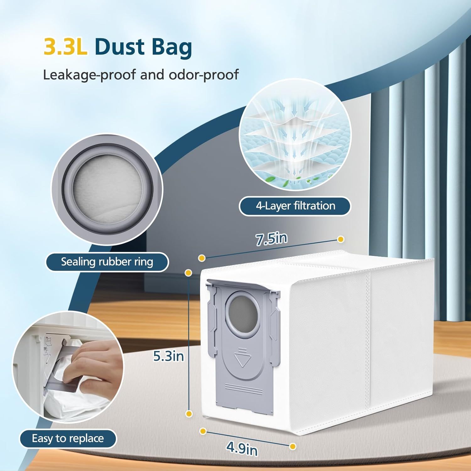 Qrevo S5V Replacement Parts or  Qrevo S5V / Curv/Edge/Edge S5A / Curv S5X, Accessories include 2*Set Main Brush, 6*Mop Pads, 6*Vacuum Bags, 4*Hepa ilters, 6*Side Brush, 2*Cleaning Tool - Image 6