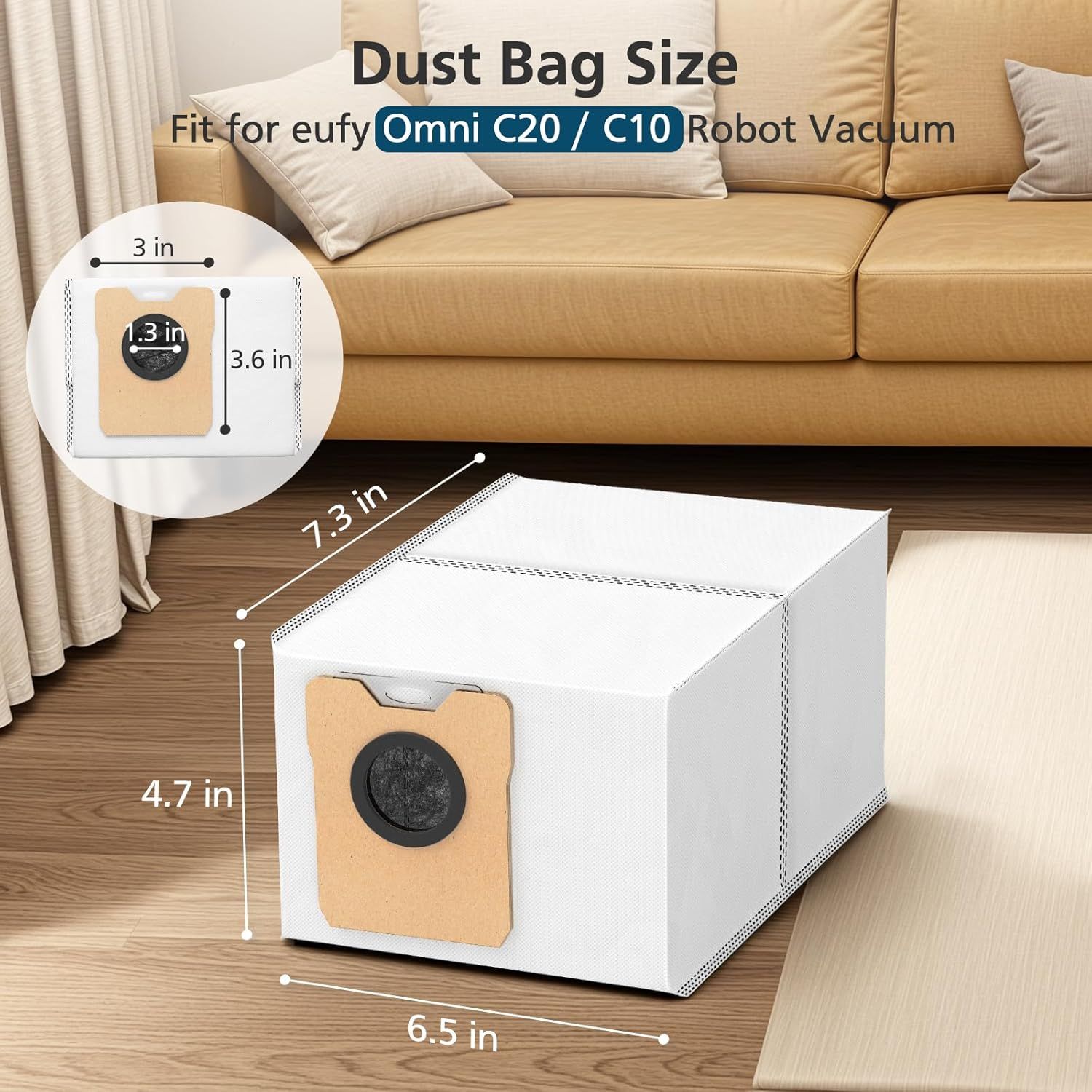 18 pcs Dust Bags or euy Omni C20 C10 Robot Vacuum, 3.6L Large Capacity Replacement Bags with 3-Layer Odorproo & Leakproo abric - Image 2