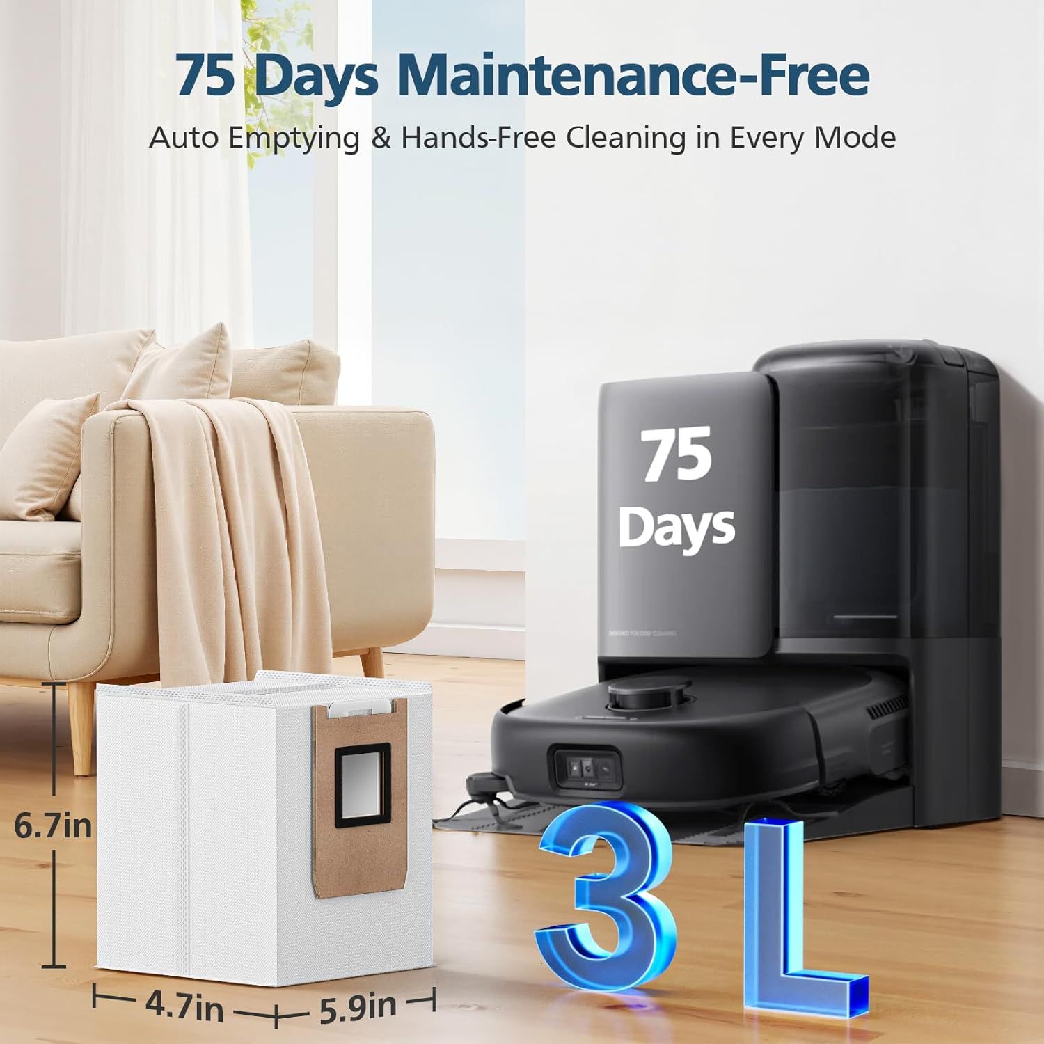 E25 / E28 Dust Bag, 20 Pcs Vacuum Bags or Euy E25, E28, E20, C28 Robot Vacuum, 3L Large Capacity Replacement Bags, Leak-Proo - Image 2