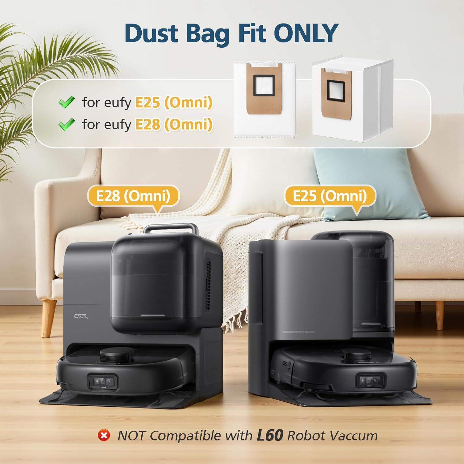 E25 / E28 Dust Bag, 20 Pcs Vacuum Bags or Euy E25, E28, E20, C28 Robot Vacuum, 3L Large Capacity Replacement Bags, Leak-Proo - Image 3
