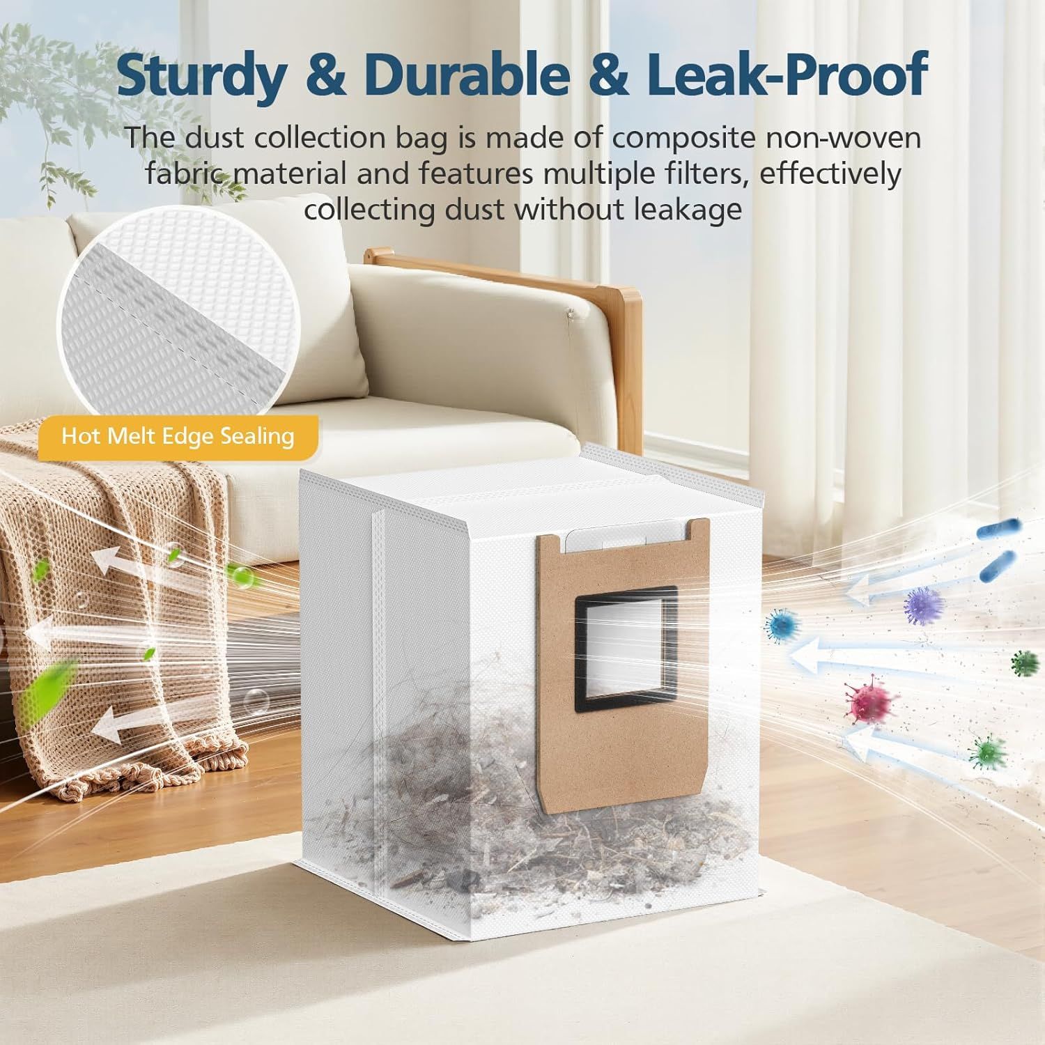 E25 / E28 Dust Bag, 20 Pcs Vacuum Bags or Euy E25, E28, E20, C28 Robot Vacuum, 3L Large Capacity Replacement Bags, Leak-Proo - Image 7