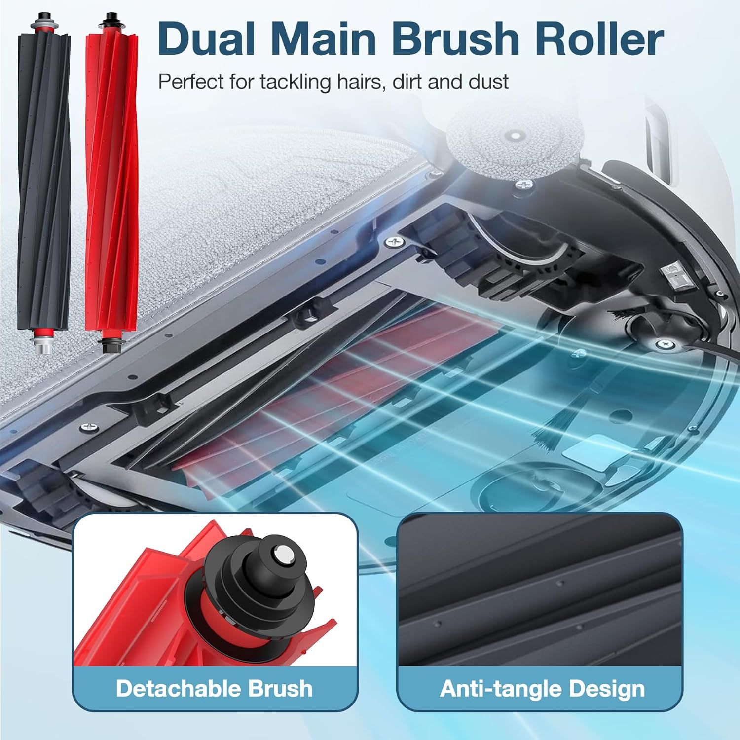 29 Pack S8 MaxV Ultra Accessories Kit or  S8 Maxv Ultra Robot Vacuum Cleaner, 1 Set Main Roller Brush,4 HEPA ilters,6 Side Brushs,6 Dust Bag,4 Mop Pads,4 Edge Mop Clothes,1 Cleaning Brush - Image 4
