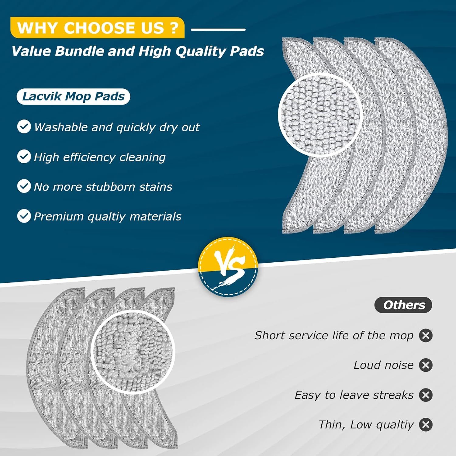 4 Pack Replacement Mop Pads or i-Robot Roomba Combo j7+/ j9+ Accessories, Microiber Washable Mopping Pad or iRobot Roomba Combo j7+/ j9+ Robot Vacuum and Mop (Not its or Roomba j7/ j7+/ j9+) - Image 3