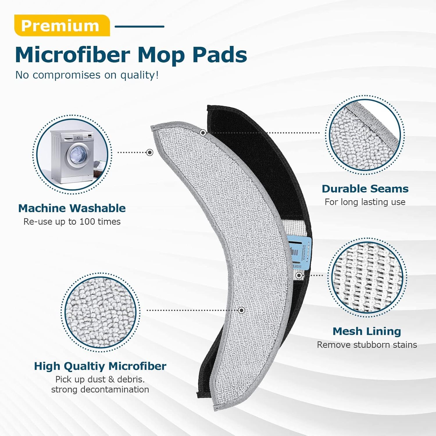 4 Pack Replacement Mop Pads or i-Robot Roomba Combo j7+/ j9+ Accessories, Microiber Washable Mopping Pad or iRobot Roomba Combo j7+/ j9+ Robot Vacuum and Mop (Not its or Roomba j7/ j7+/ j9+) - Image 4