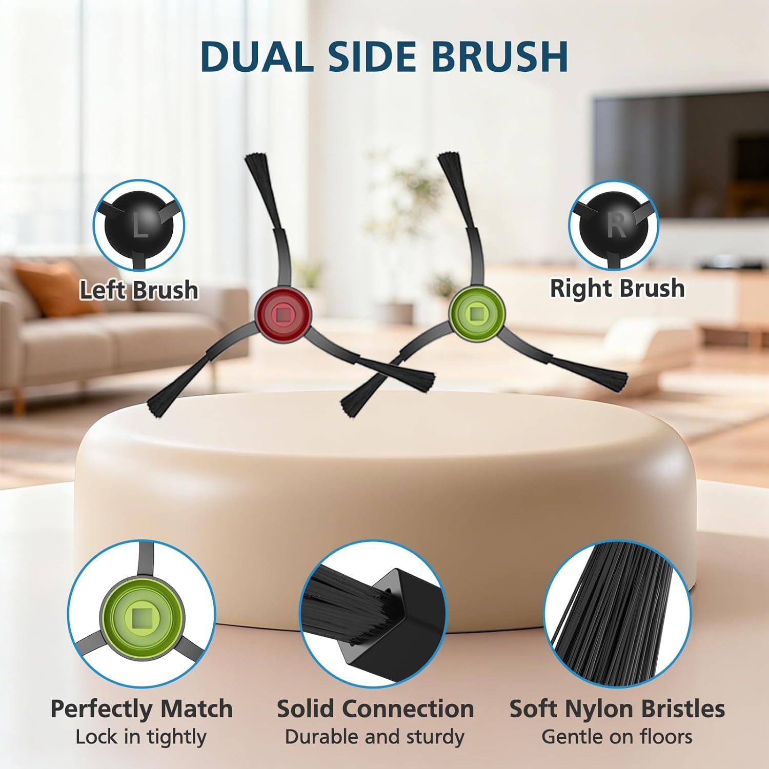G8000 Max Replacement Parts, or Tikom G8000 Max, L8000 Plus, 2025 Year L8000 Pro Robot Vacuum, Accessories Include 2 Main Brushes, 6 Side Brushes, 6 HEPA ilters, 6 Mop Pads - Image 4