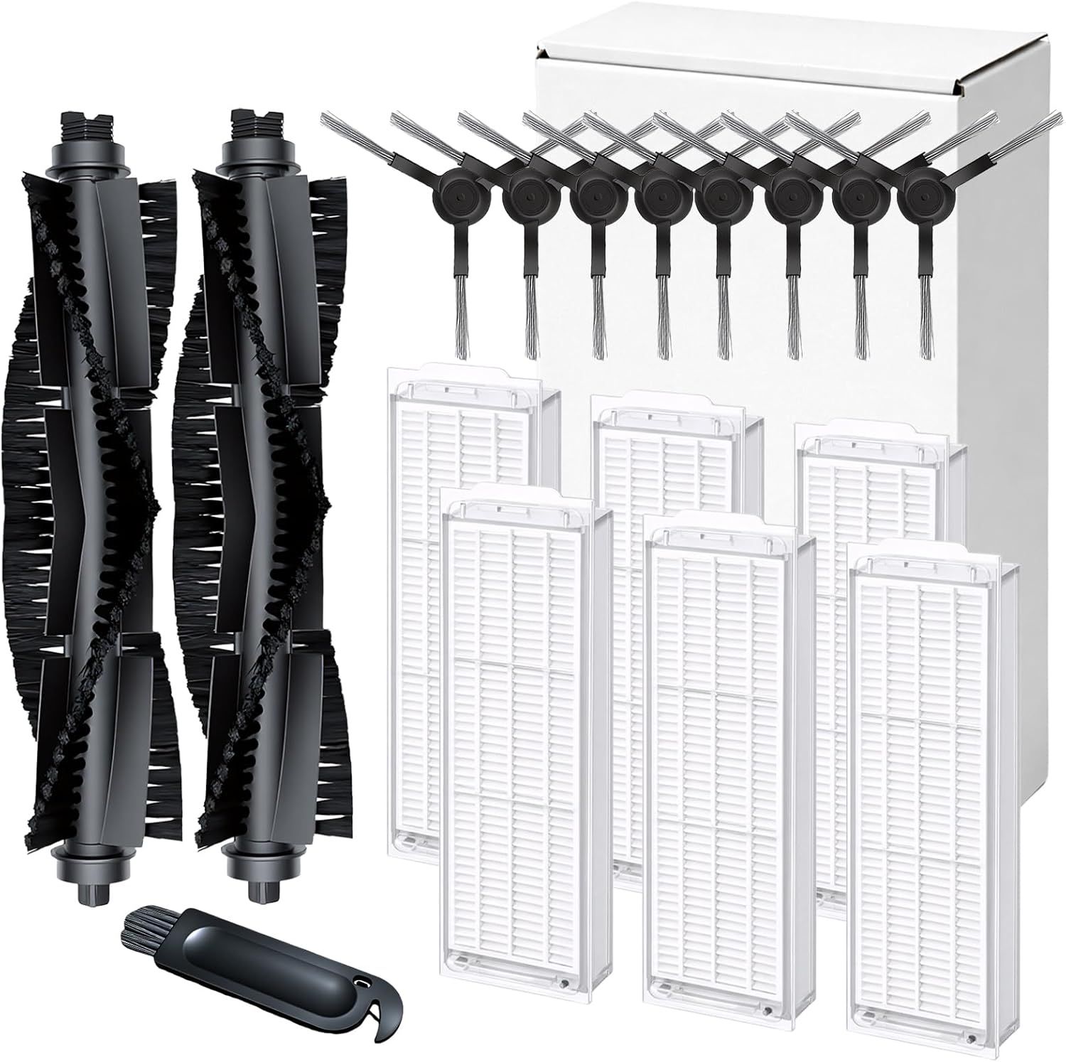 WVCR200S Accessories Kit or WYZE Robot Vacuum Cleaner WVCR200S Replacement Parts Kit, 2 Main Roller Brush, 6 Hepa ilter, 8 Side Brush, 1 Cleaning Tools (17PCS) - Image 1