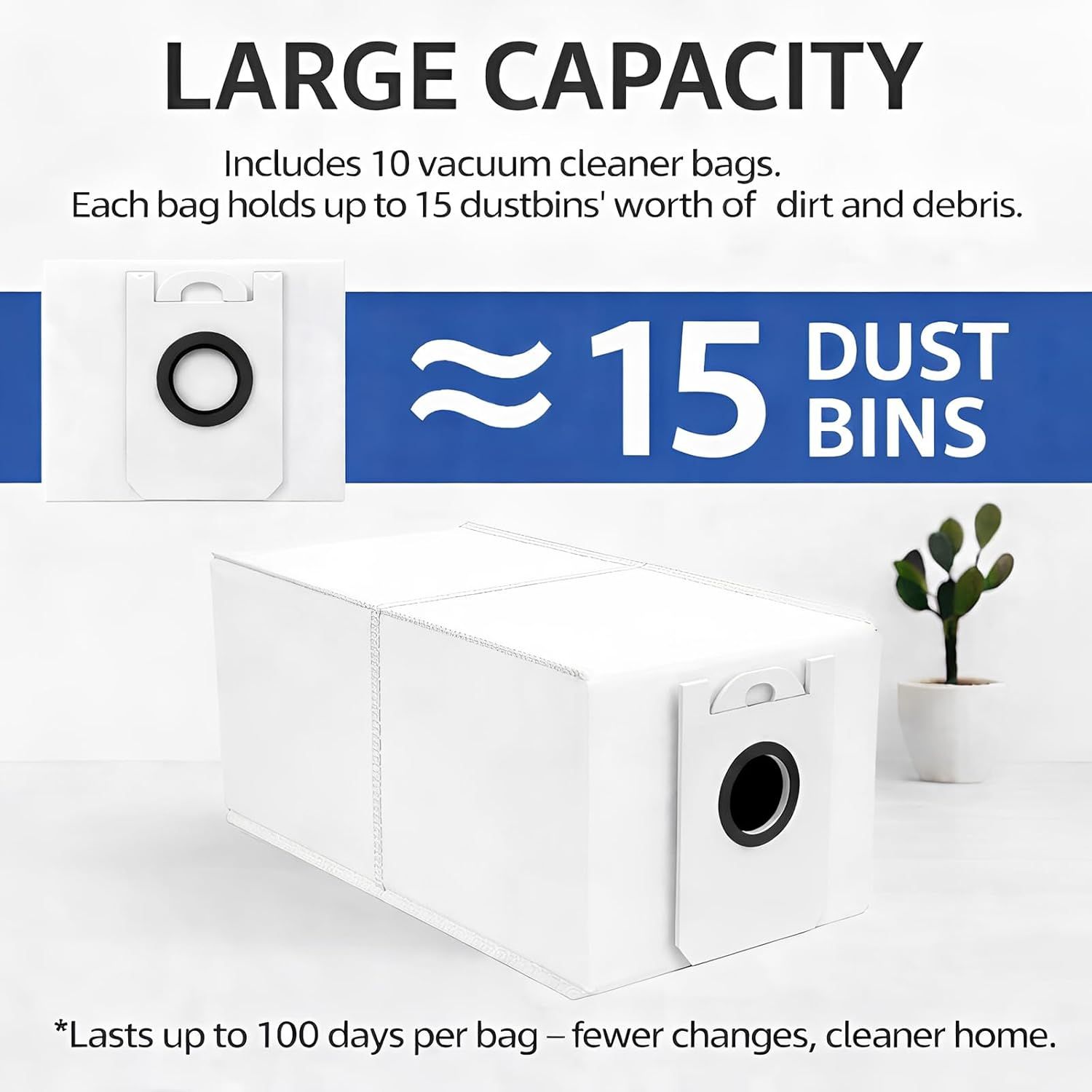10 Pack 4.6 Liter Disposable Dust Bag Compatible with bObsweep Dustin & Orb-i Sel-Emptying Robot Vacuum Replacement Parts Accessories, 10 Vacuum Bags - Image 5